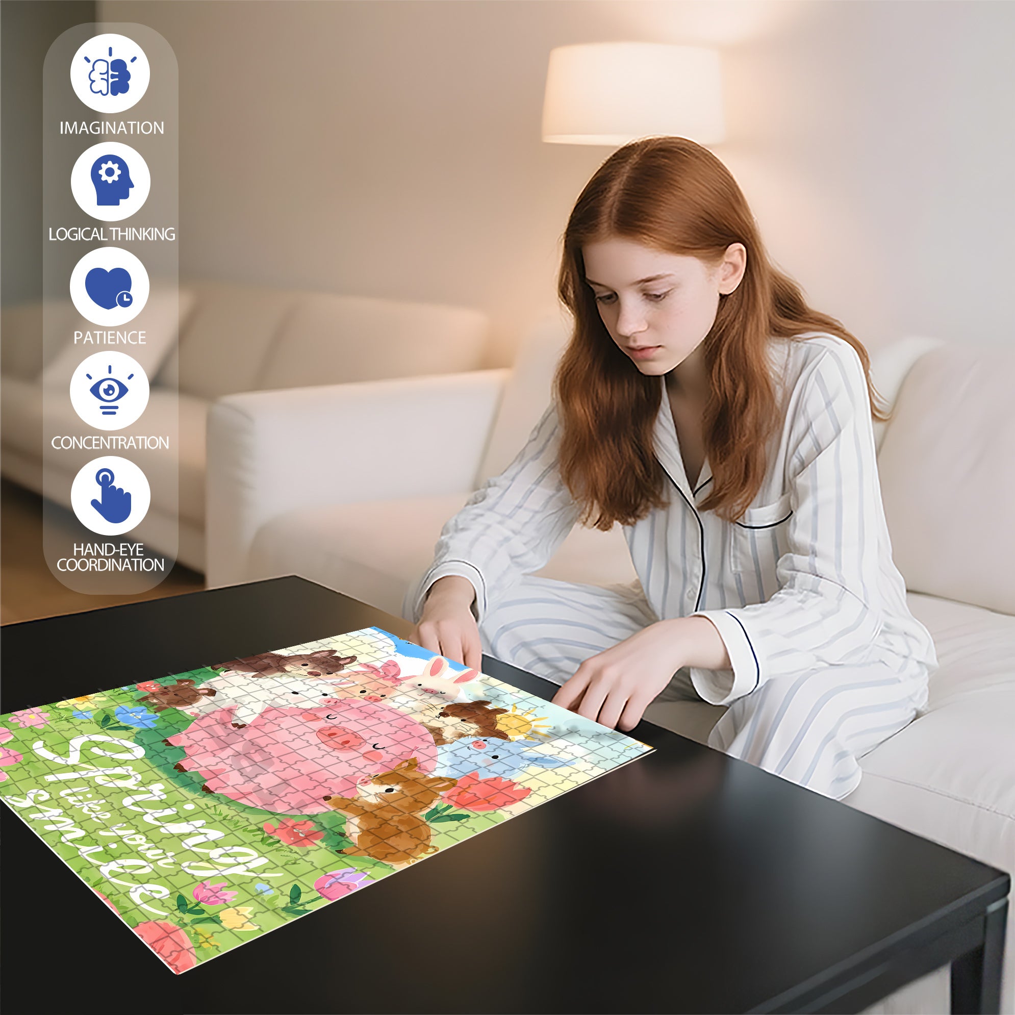 Happy Farm 500pcs/1000pcs Jigsaw Puzzle, Scratch-Resistant, Interactive Family Game & Brain-Boosting DIY Decor, Perfect for Halloween, Christmas & New Year Gifts, Family Puzzle Game