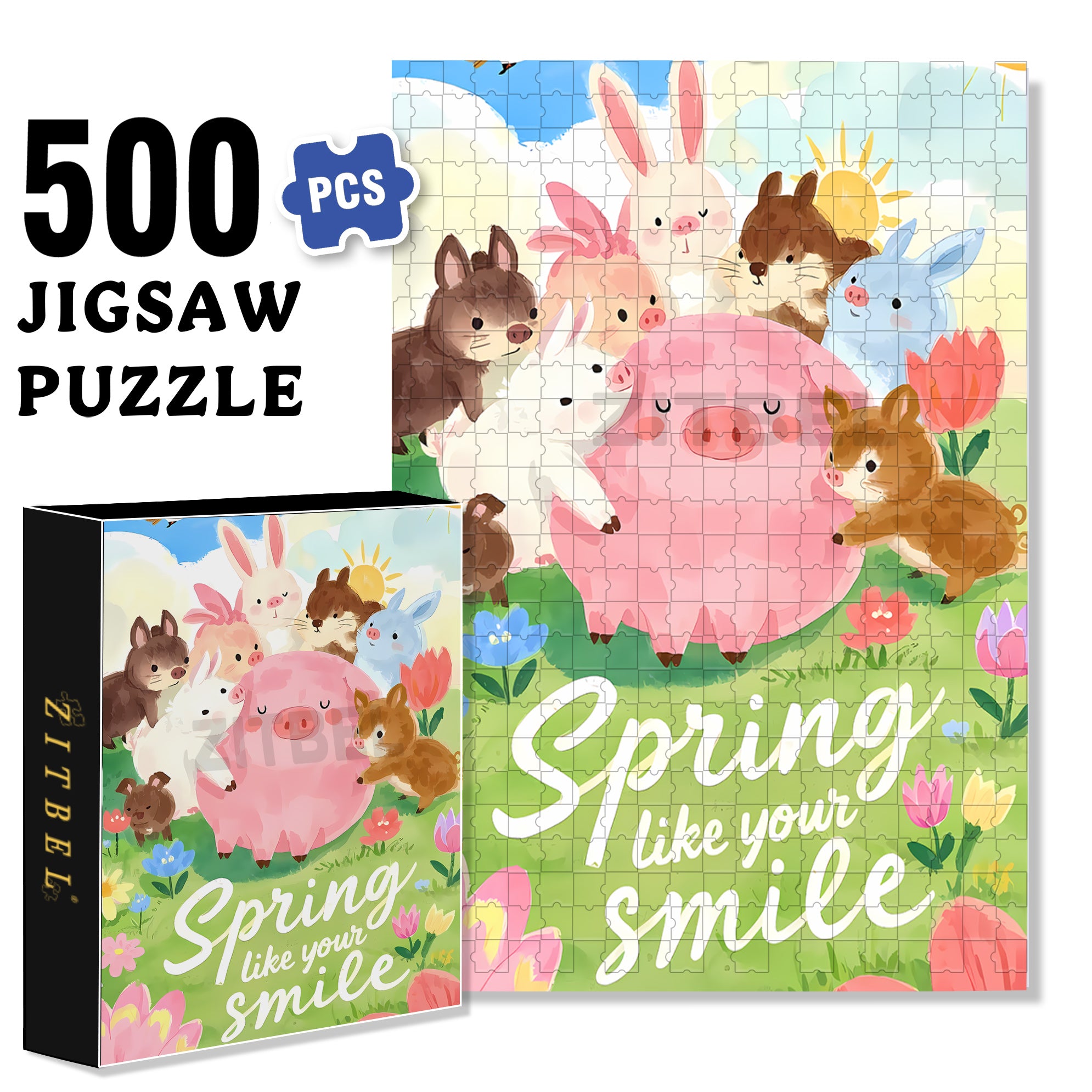 Happy Farm 500pcs/1000pcs Jigsaw Puzzle, Scratch-Resistant, Interactive Family Game & Brain-Boosting DIY Decor, Perfect for Halloween, Christmas & New Year Gifts, Family Puzzle Game