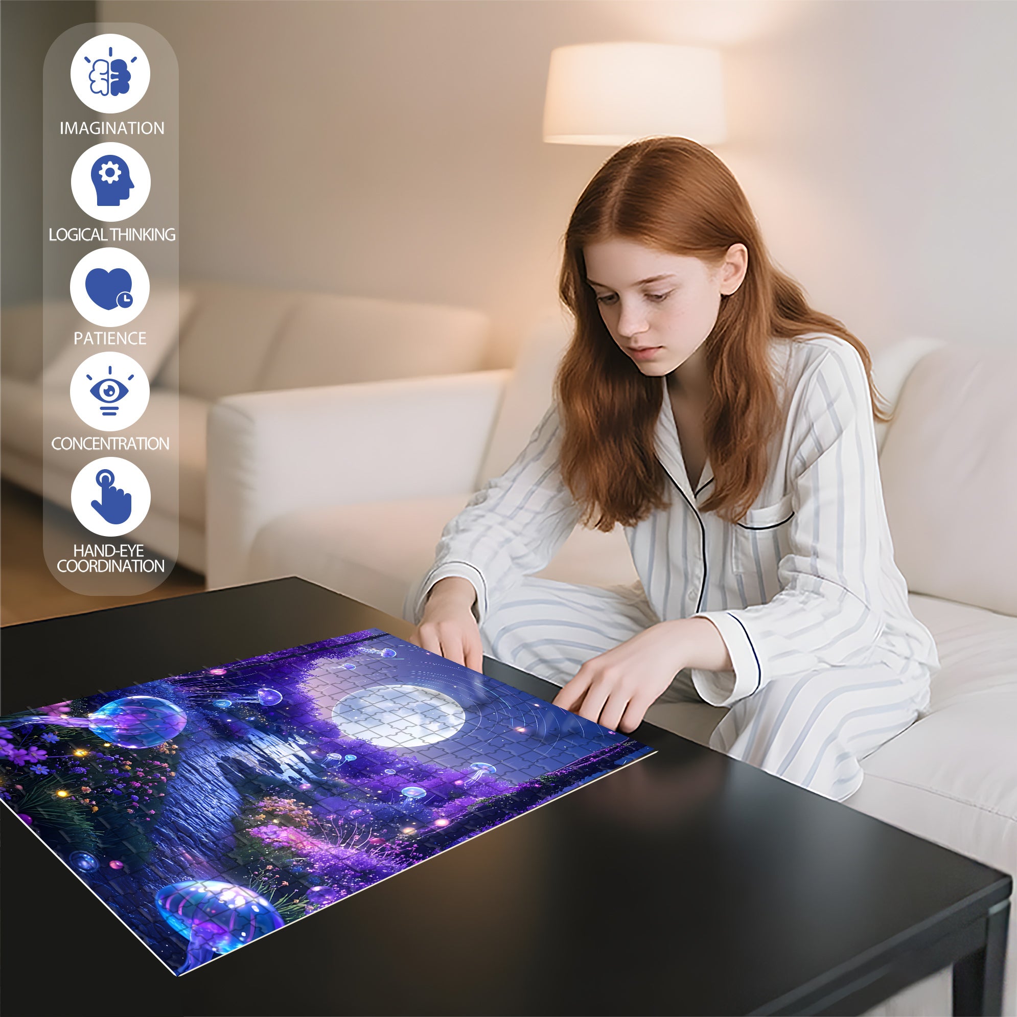 Jellyfish Planet 500pcs/1000pcs Jigsaw Puzzle, Scratch-Resistant, Interactive Family Game & Brain-Boosting DIY Decor, Perfect for Halloween, Christmas & New Year Gifts, Family Puzzle Game