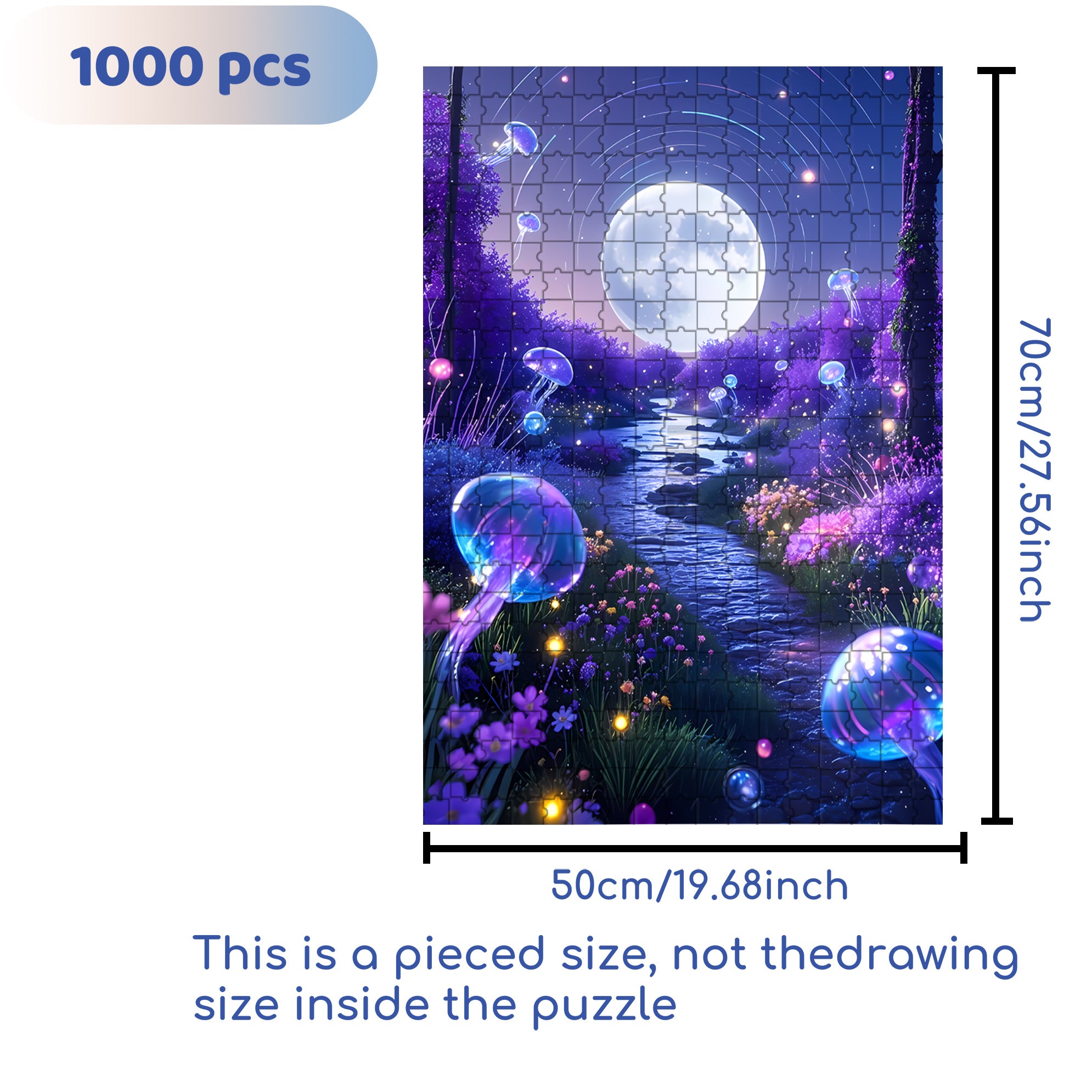 Jellyfish Planet 500pcs/1000pcs Jigsaw Puzzle, Scratch-Resistant, Interactive Family Game & Brain-Boosting DIY Decor, Perfect for Halloween, Christmas & New Year Gifts, Family Puzzle Game