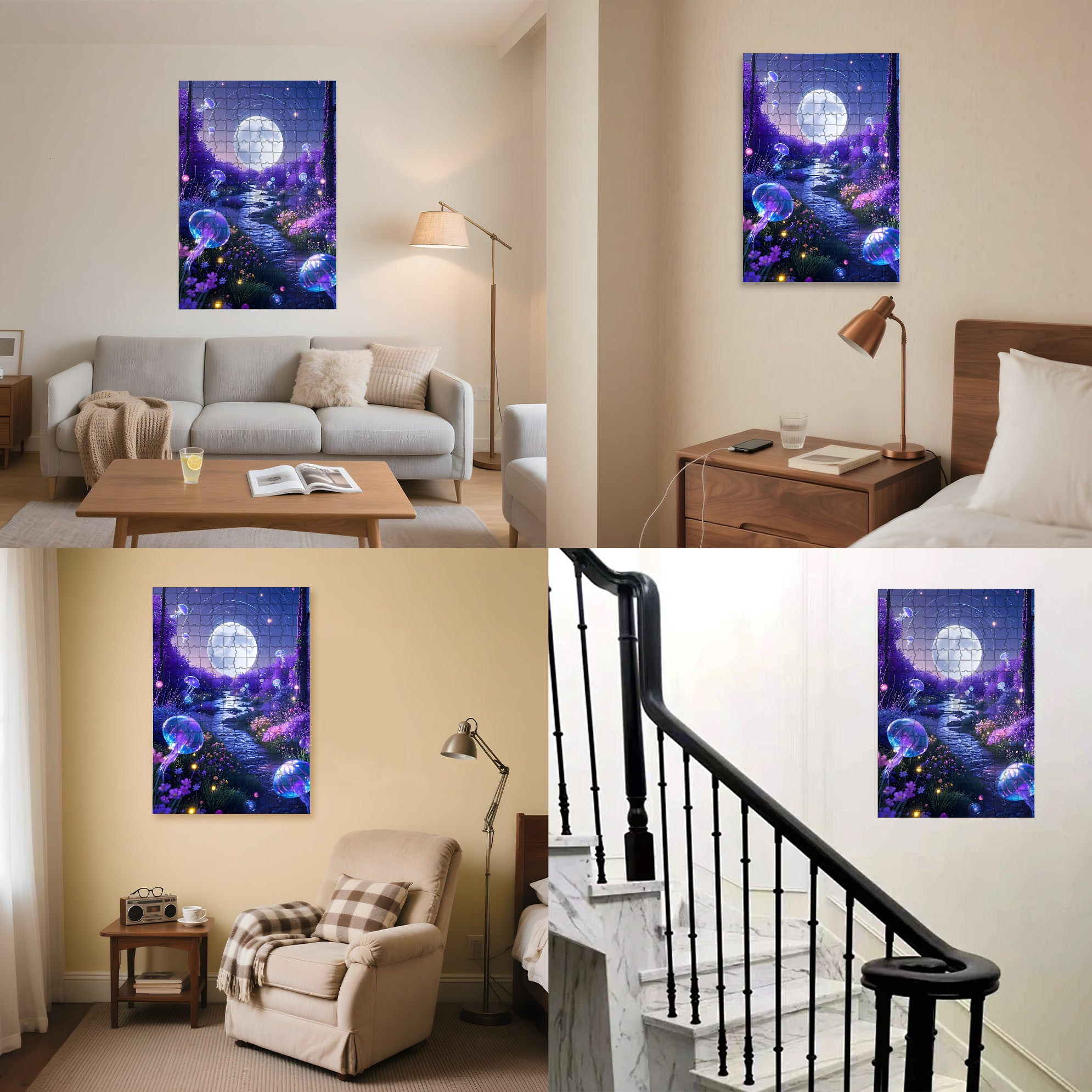 Jellyfish Planet 500pcs/1000pcs Jigsaw Puzzle, Scratch-Resistant, Interactive Family Game & Brain-Boosting DIY Decor, Perfect for Halloween, Christmas & New Year Gifts, Family Puzzle Game