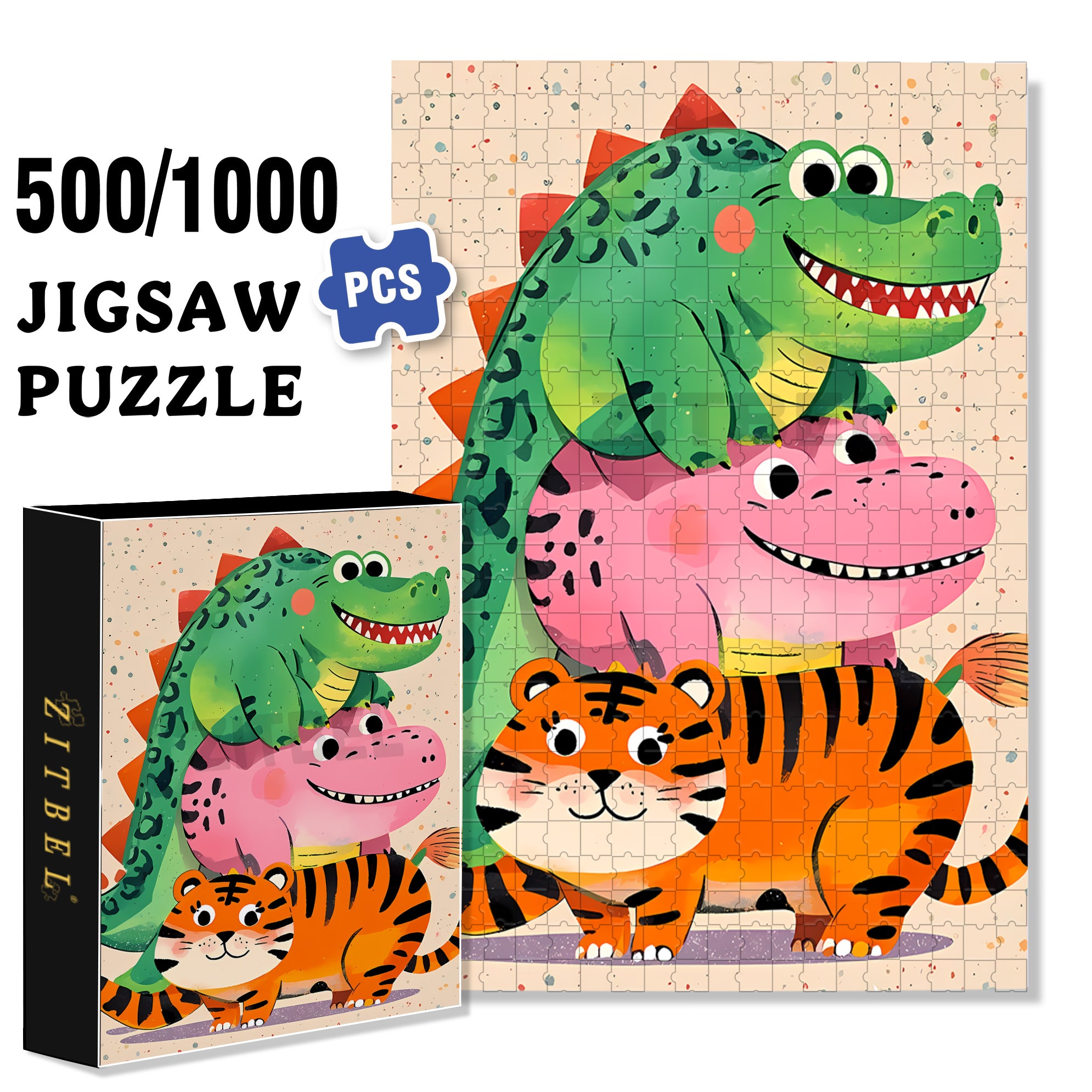Jenga 500pcs/1000pcs Jigsaw Puzzle, Scratch-Resistant, Interactive Family Game & Brain-Boosting DIY Decor, Perfect for Halloween, Christmas & New Year Gifts, Family Puzzle Game