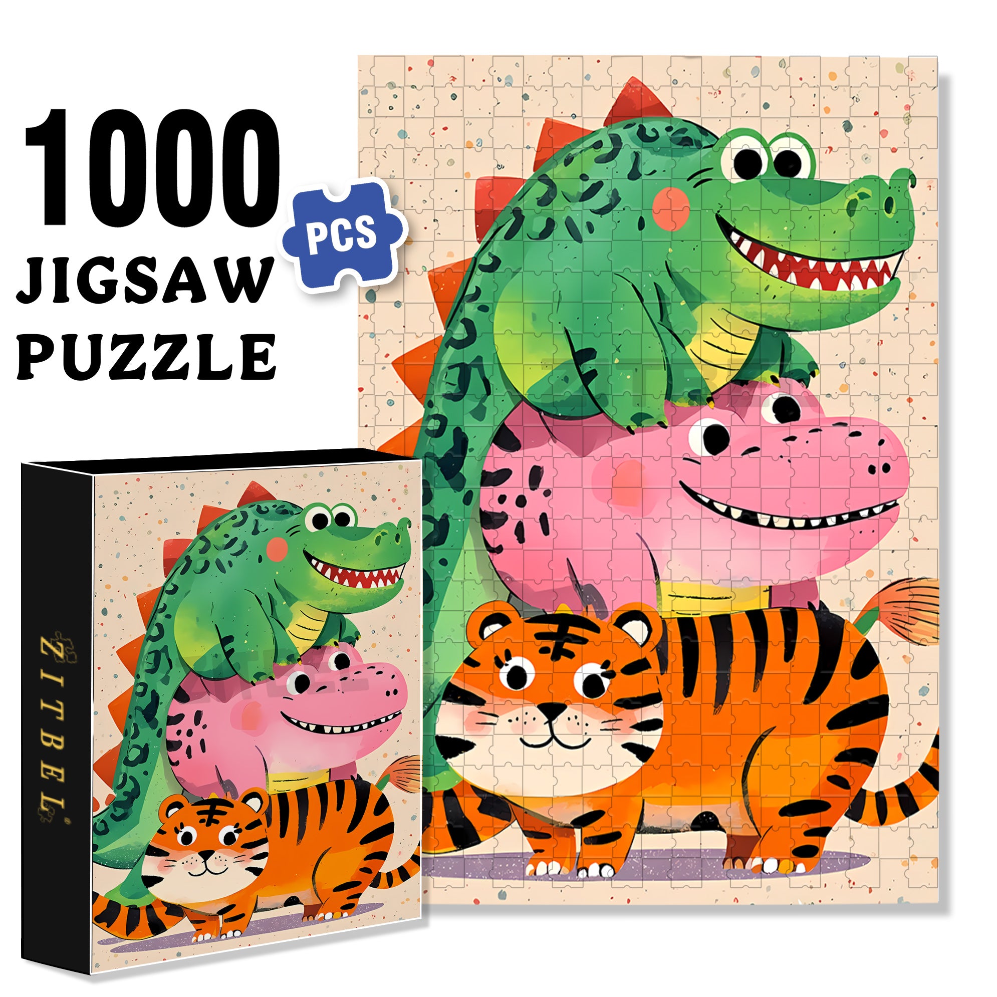 Jenga 500pcs/1000pcs Jigsaw Puzzle, Scratch-Resistant, Interactive Family Game & Brain-Boosting DIY Decor, Perfect for Halloween, Christmas & New Year Gifts, Family Puzzle Game