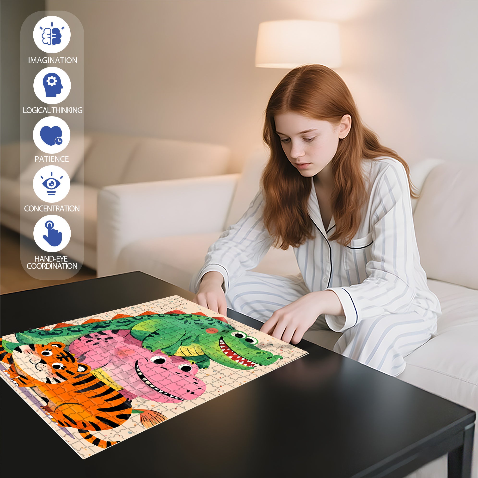Jenga 500pcs/1000pcs Jigsaw Puzzle, Scratch-Resistant, Interactive Family Game & Brain-Boosting DIY Decor, Perfect for Halloween, Christmas & New Year Gifts, Family Puzzle Game