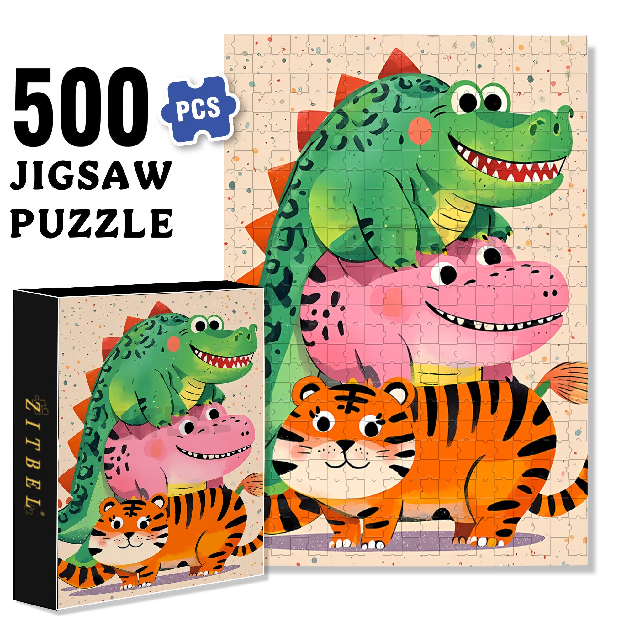 Jenga 500pcs/1000pcs Jigsaw Puzzle, Scratch-Resistant, Interactive Family Game & Brain-Boosting DIY Decor, Perfect for Halloween, Christmas & New Year Gifts, Family Puzzle Game
