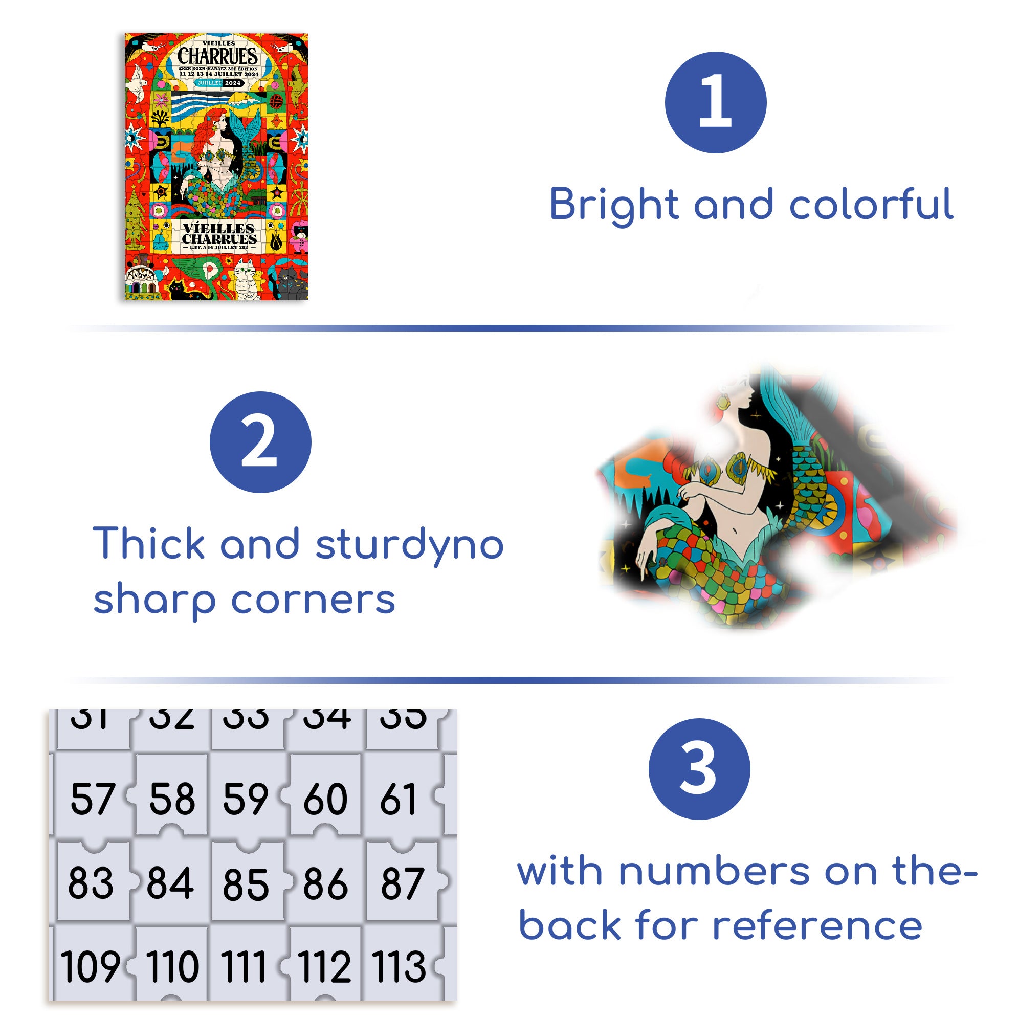 Mermaid 500pcs/1000pcs Jigsaw Puzzle, Scratch-Resistant, Interactive Family Game & Brain-Boosting DIY Decor, Perfect for Halloween, Christmas & New Year Gifts, Family Puzzle Game