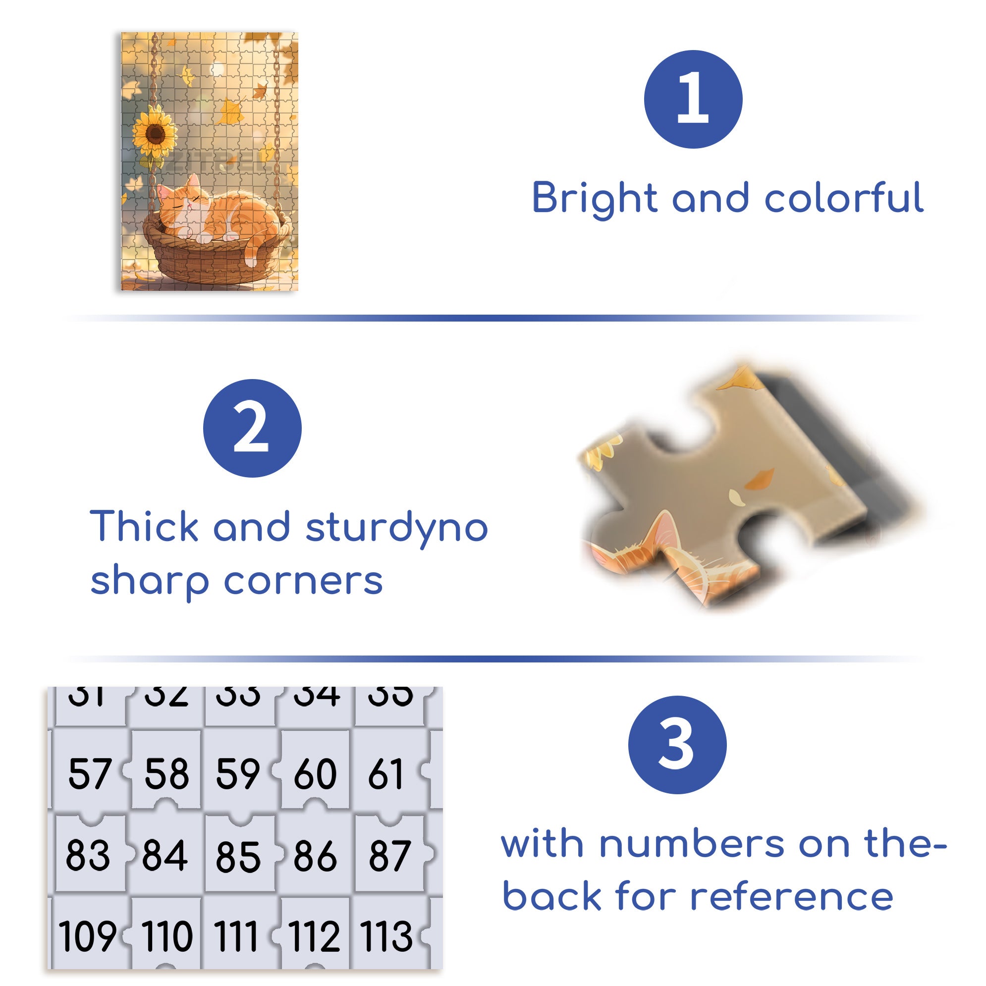 Orange Cat On The Swing 500pcs/1000pcs Jigsaw Puzzle, Scratch-Resistant, Interactive Family Game & Brain-Boosting DIY Decor, Perfect for Halloween, Christmas & New Year Gifts, Family Puzzle Game