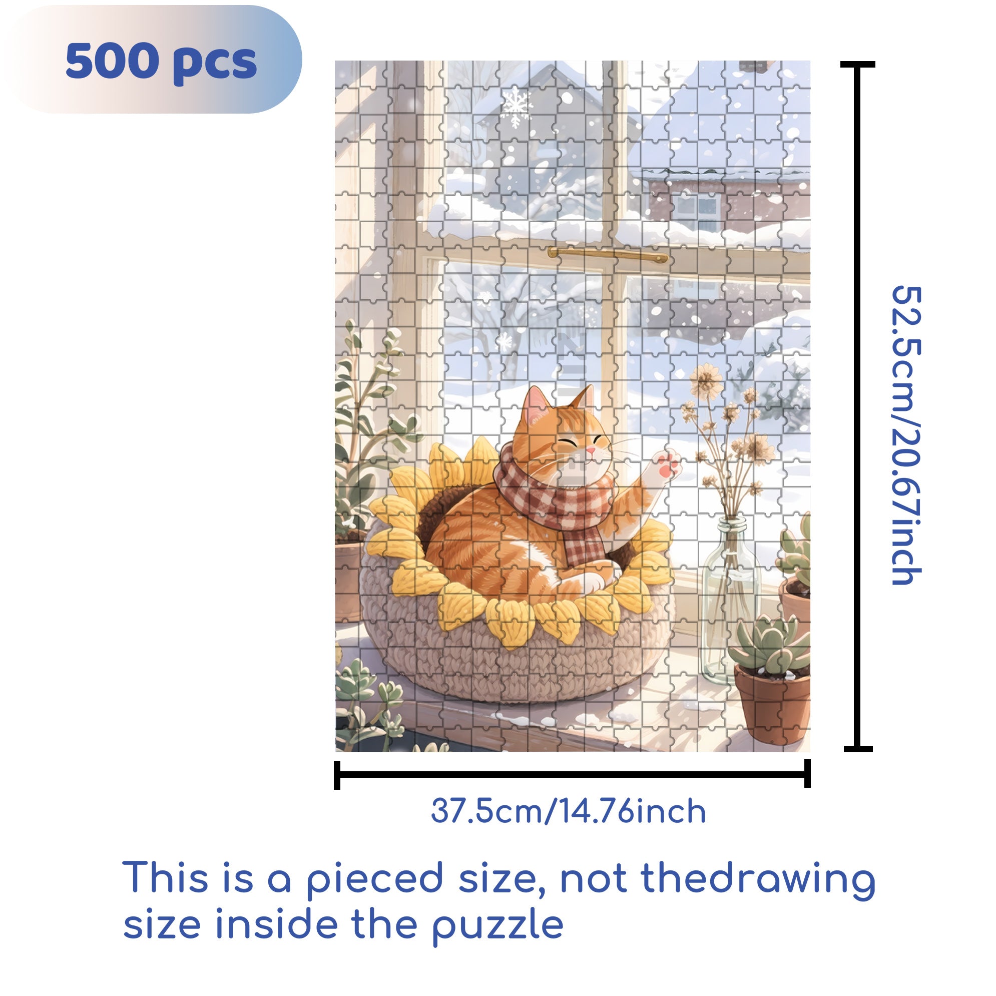 Orange Cat 500pcs/1000pcs Jigsaw Puzzle, Scratch-Resistant, Interactive Family Game & Brain-Boosting DIY Decor, Perfect for Halloween, Christmas & New Year Gifts, Family Puzzle Game