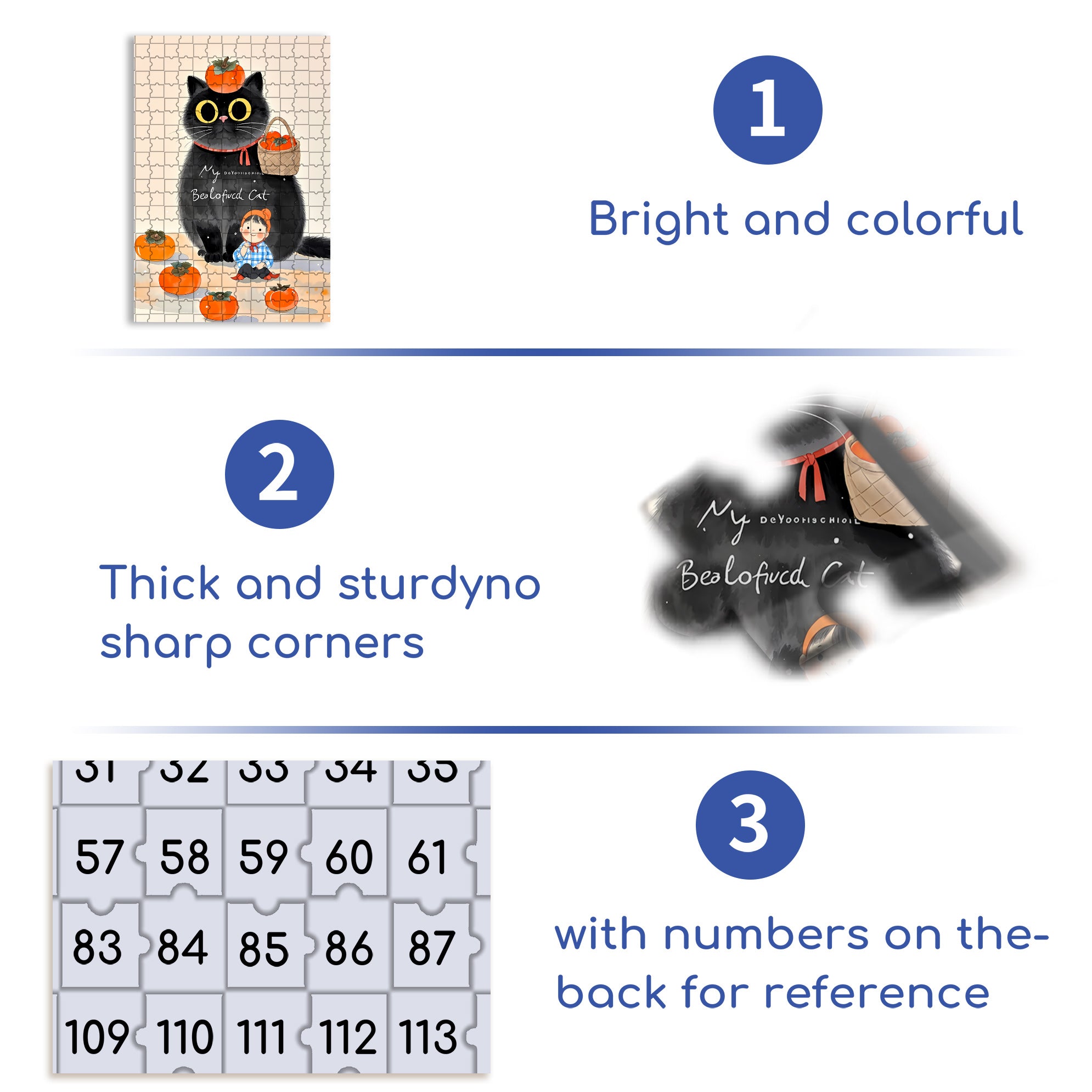 Persimmon Cat 500pcs/1000pcs Jigsaw Puzzle, Scratch-Resistant, Interactive Family Game & Brain-Boosting DIY Decor, Perfect for Halloween, Christmas & New Year Gifts, Family Puzzle Game