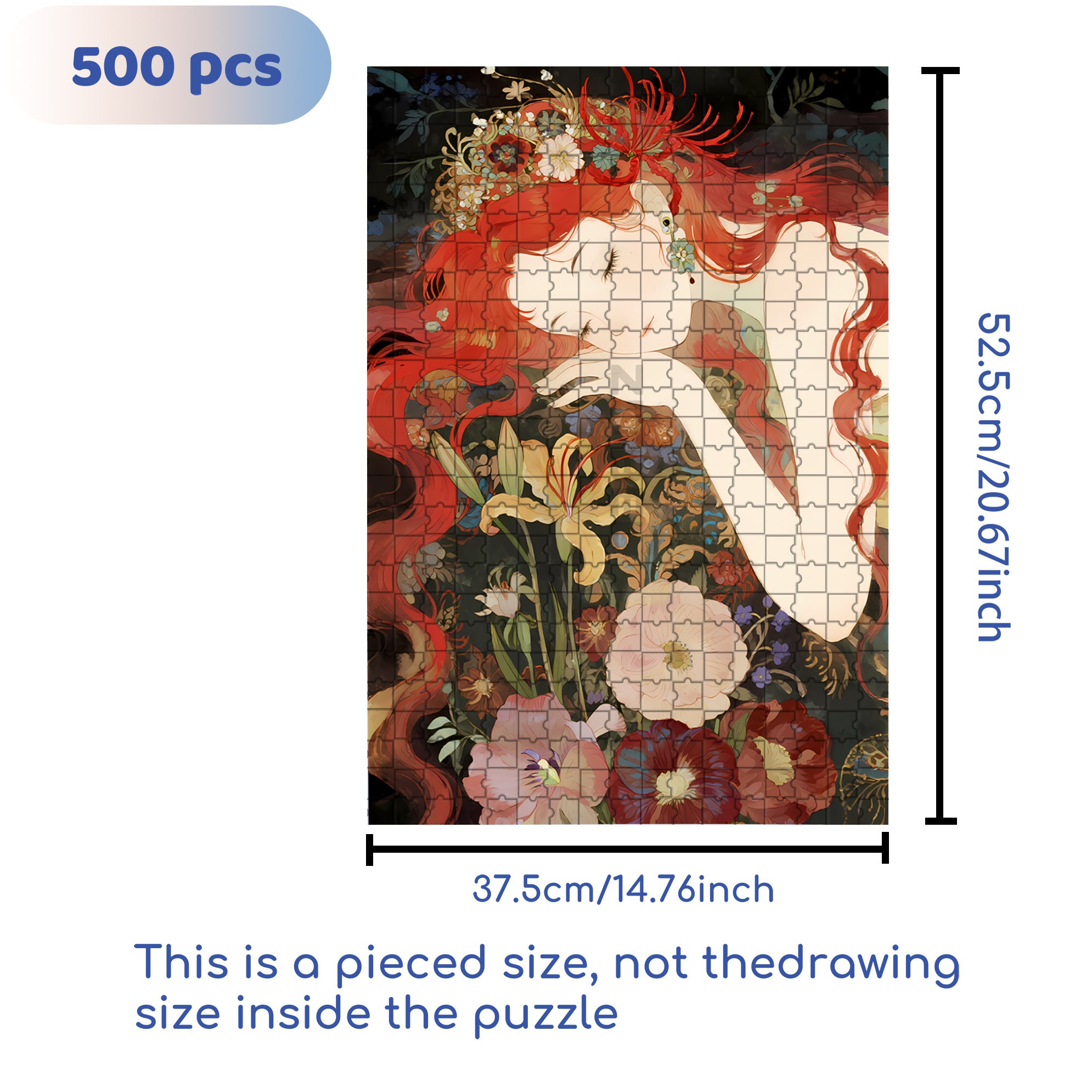 Red-haired Fairy 500pcs/1000pcs Jigsaw Puzzle, Scratch-Resistant, Interactive Family Game & Brain-Boosting DIY Decor, Perfect for Halloween, Christmas & New Year Gifts, Family Puzzle Game