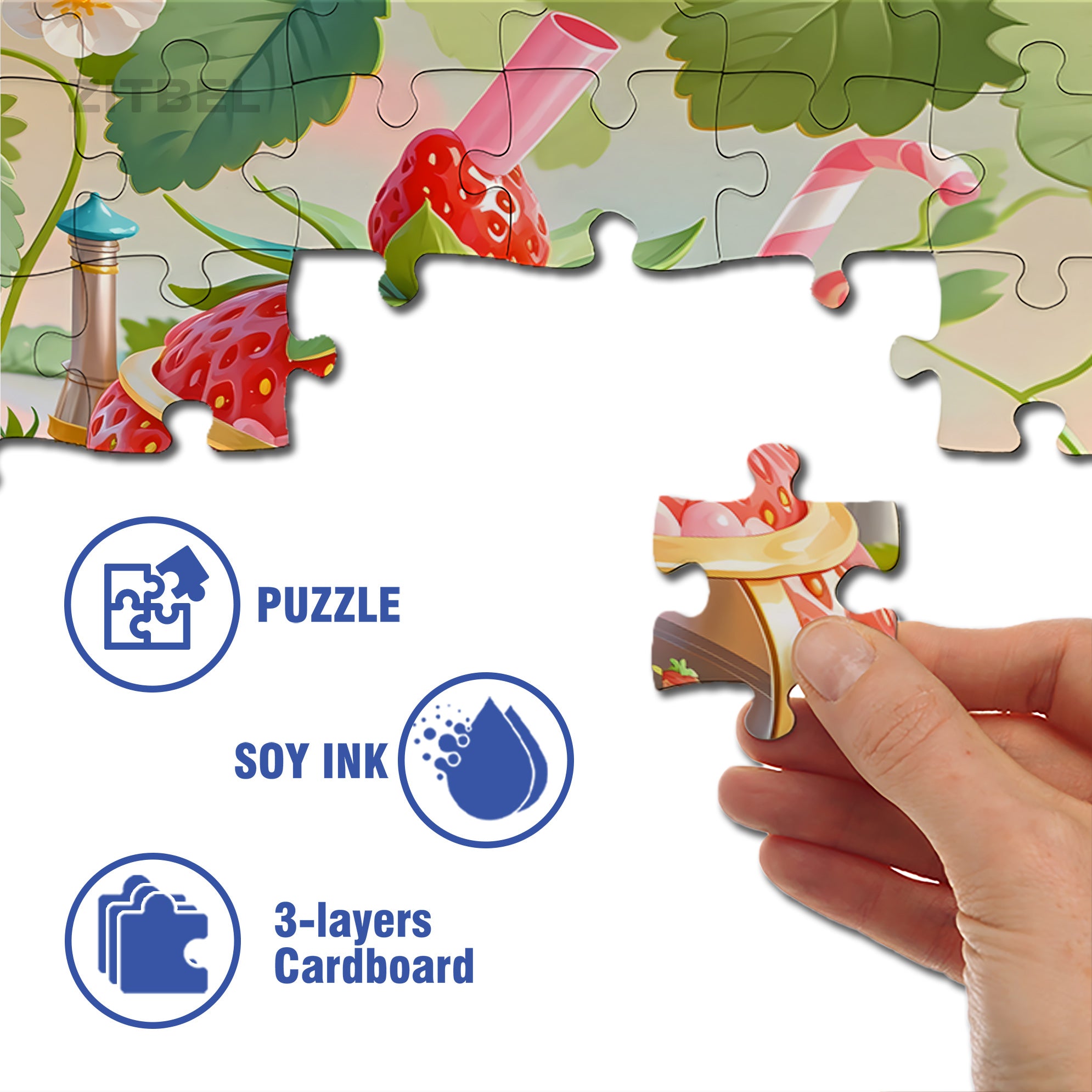 Strawberry Milk Tea Factory 500pcs/1000pcs Jigsaw Puzzle, Scratch-Resistant, Interactive Family Game & Brain-Boosting DIY Decor, Perfect for Halloween, Christmas & New Year Gifts, Family Puzzle Game