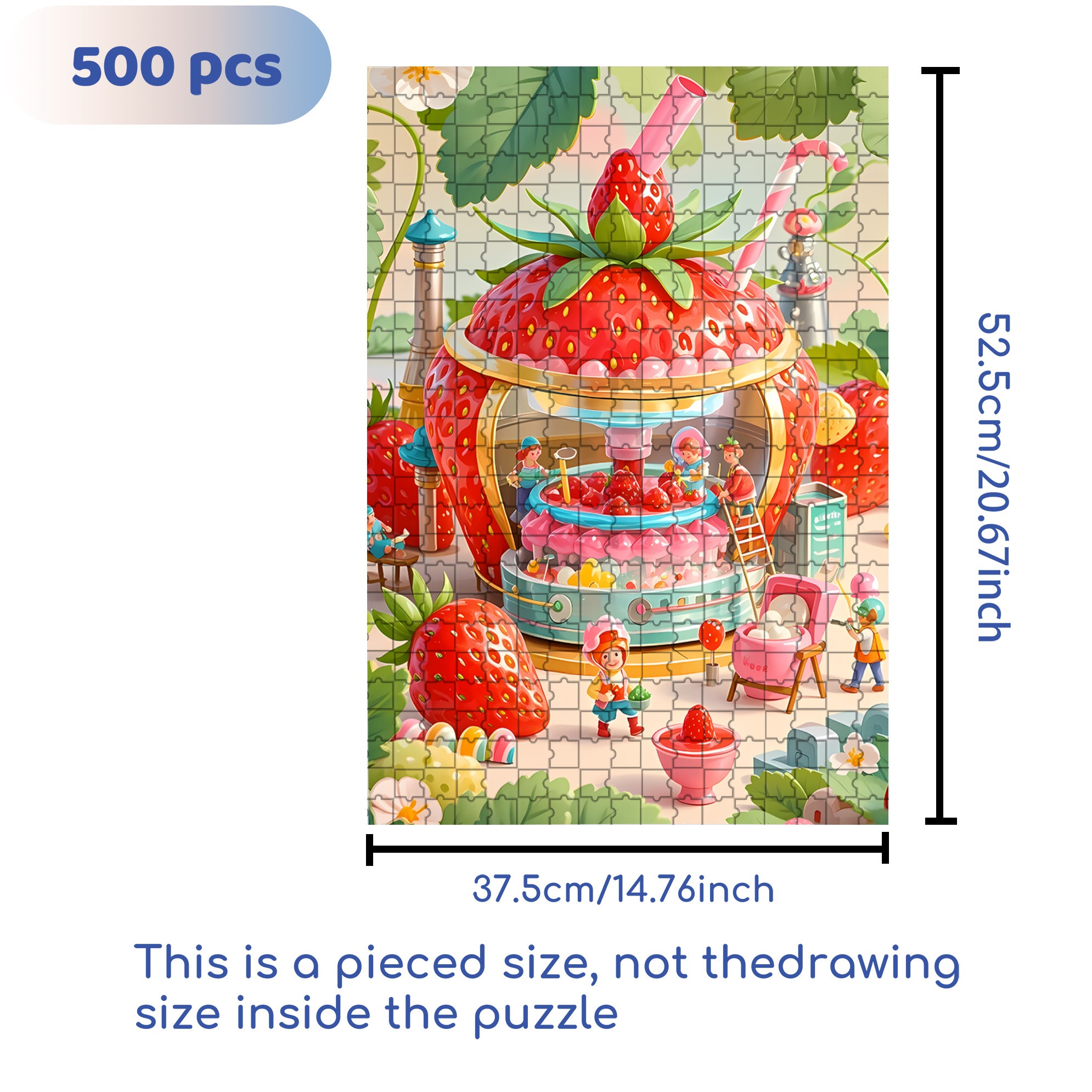 Strawberry Milk Tea Factory 500pcs/1000pcs Jigsaw Puzzle, Scratch-Resistant, Interactive Family Game & Brain-Boosting DIY Decor, Perfect for Halloween, Christmas & New Year Gifts, Family Puzzle Game