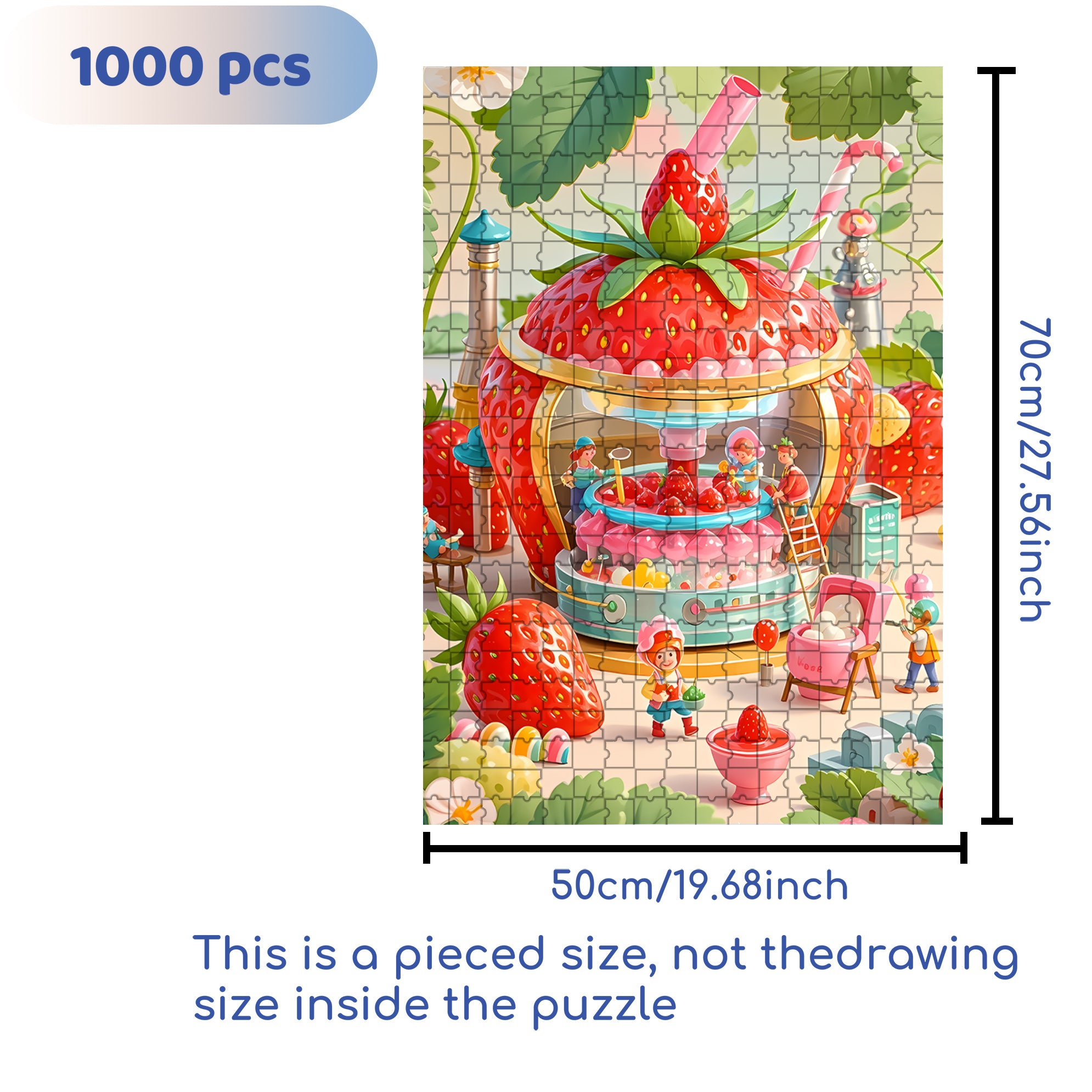 Strawberry Milk Tea Factory 500pcs/1000pcs Jigsaw Puzzle, Scratch-Resistant, Interactive Family Game & Brain-Boosting DIY Decor, Perfect for Halloween, Christmas & New Year Gifts, Family Puzzle Game