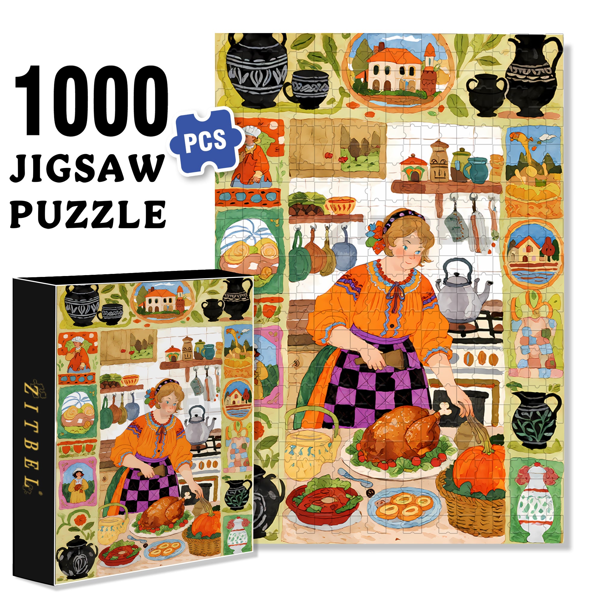 Today's Roast Chicken 500pcs/1000pcs Jigsaw Puzzle, Scratch-Resistant, Interactive Family Game & Brain-Boosting DIY Decor, Perfect for Halloween, Christmas & New Year Gifts, Family Puzzle Game