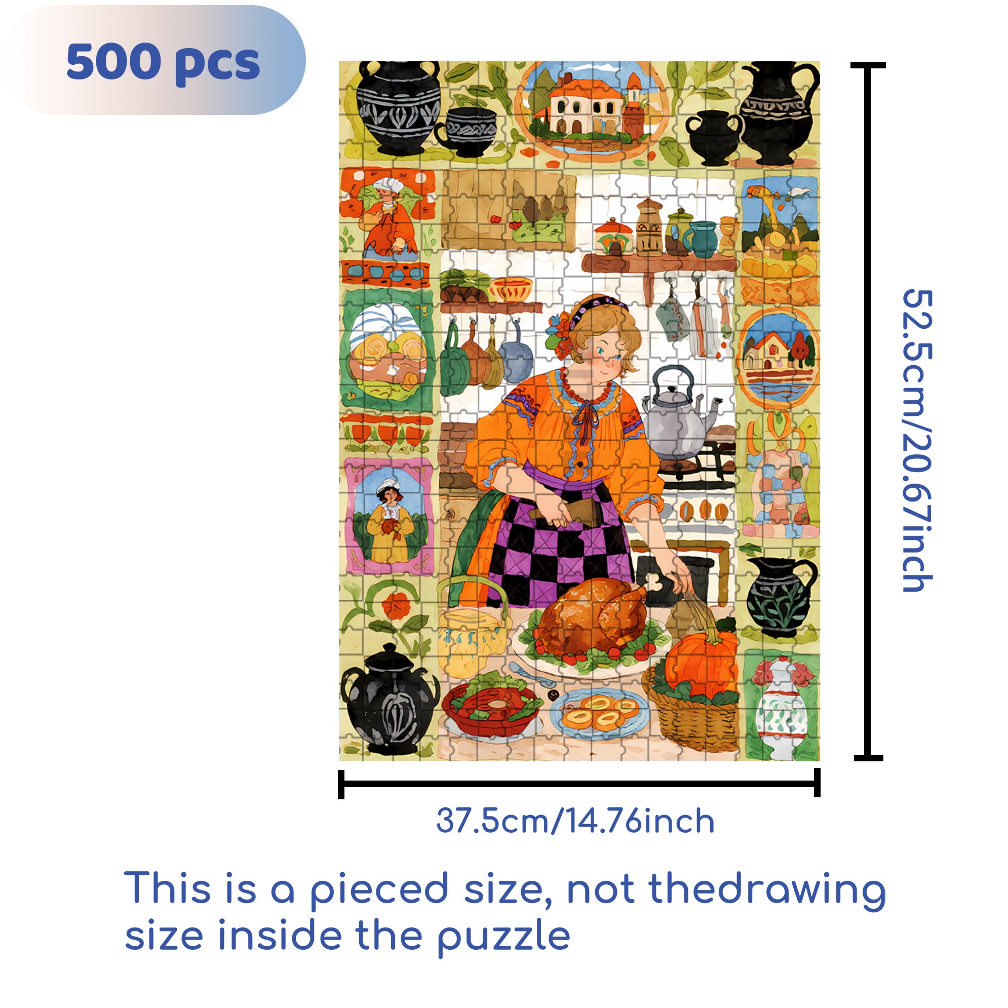 Today's Roast Chicken 500pcs/1000pcs Jigsaw Puzzle, Scratch-Resistant, Interactive Family Game & Brain-Boosting DIY Decor, Perfect for Halloween, Christmas & New Year Gifts, Family Puzzle Game