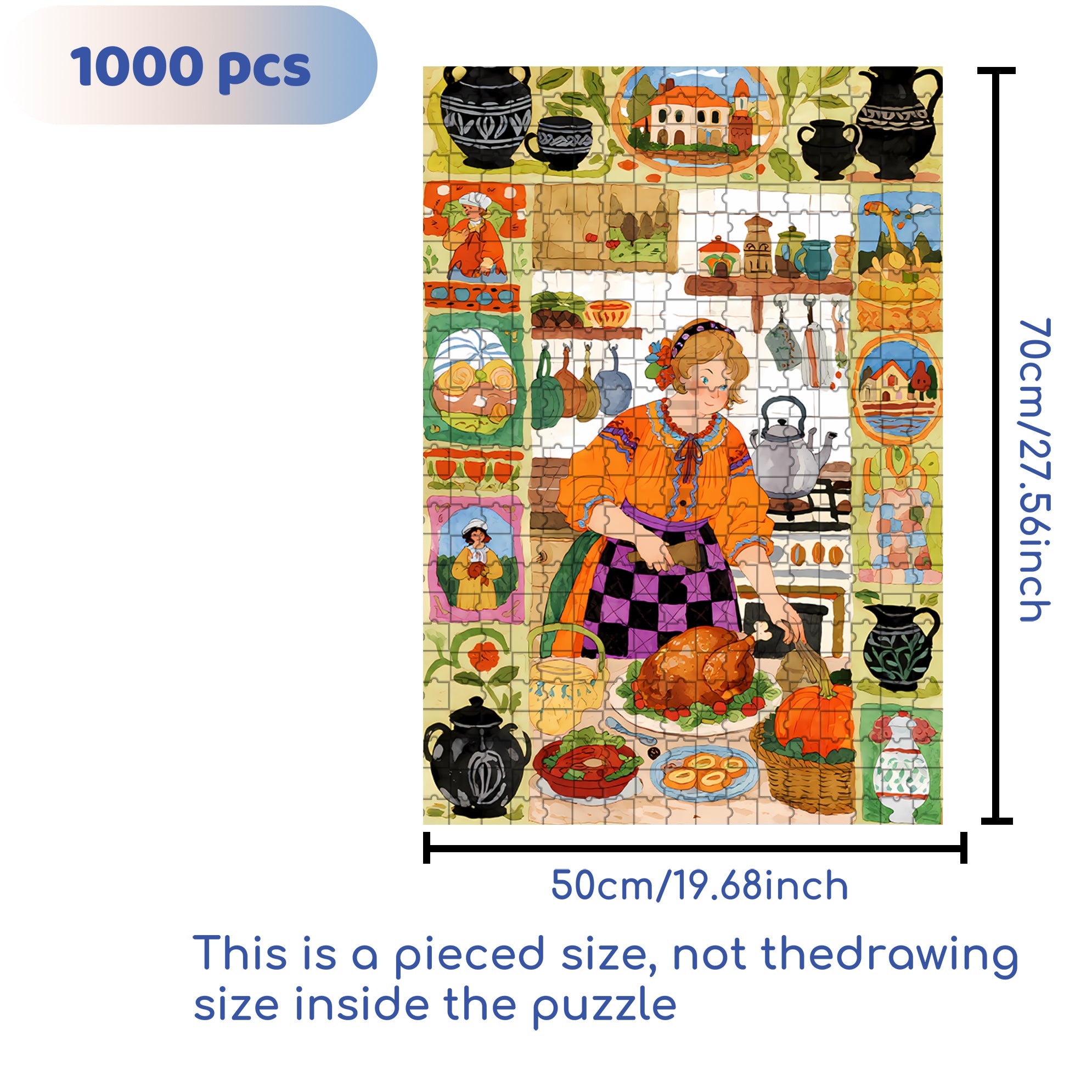 Today's Roast Chicken 500pcs/1000pcs Jigsaw Puzzle, Scratch-Resistant, Interactive Family Game & Brain-Boosting DIY Decor, Perfect for Halloween, Christmas & New Year Gifts, Family Puzzle Game