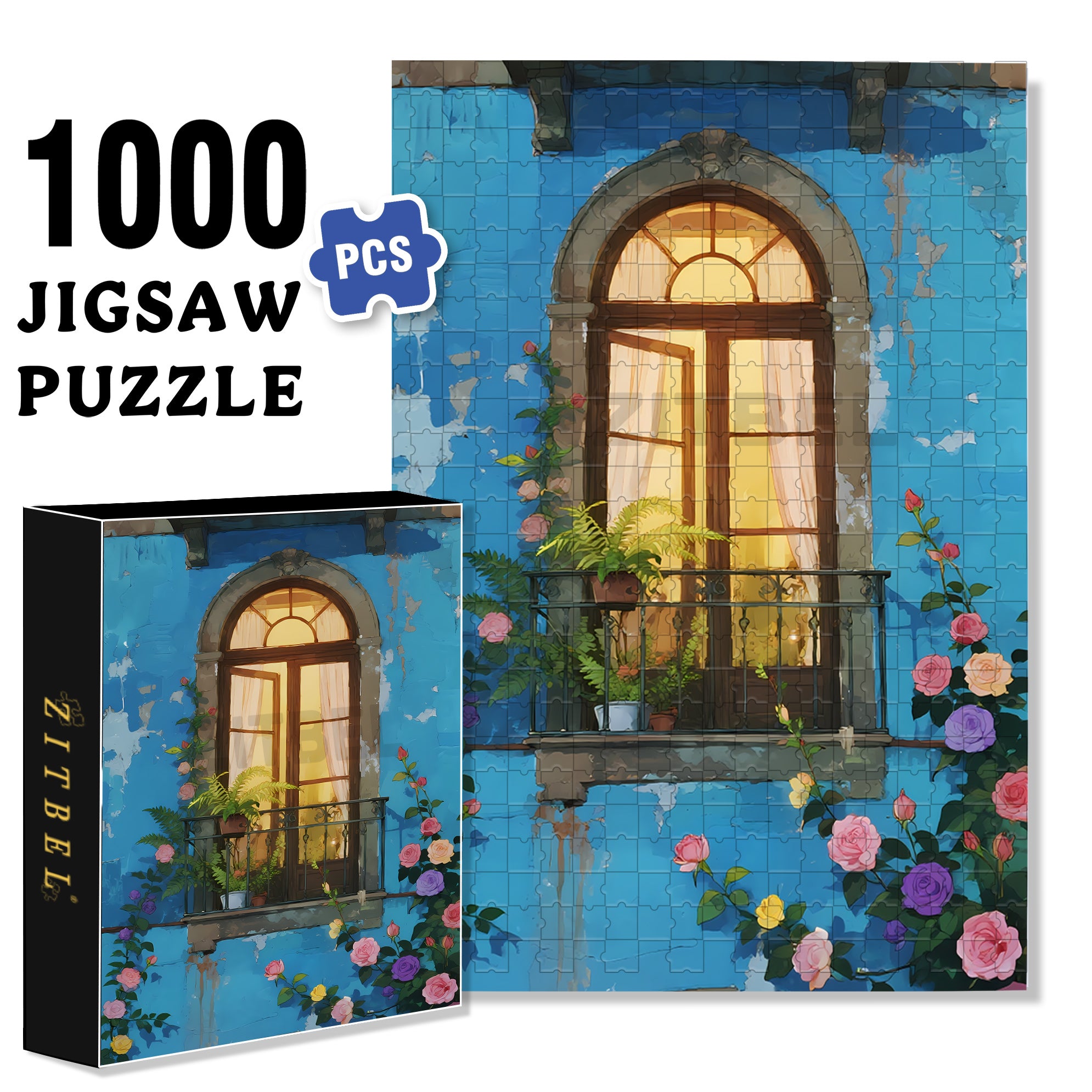 Window 500pcs/1000pcs Jigsaw Puzzle, Scratch-Resistant, Interactive Family Game & Brain-Boosting DIY Decor, Perfect for Halloween, Christmas & New Year Gifts, Family Puzzle Game