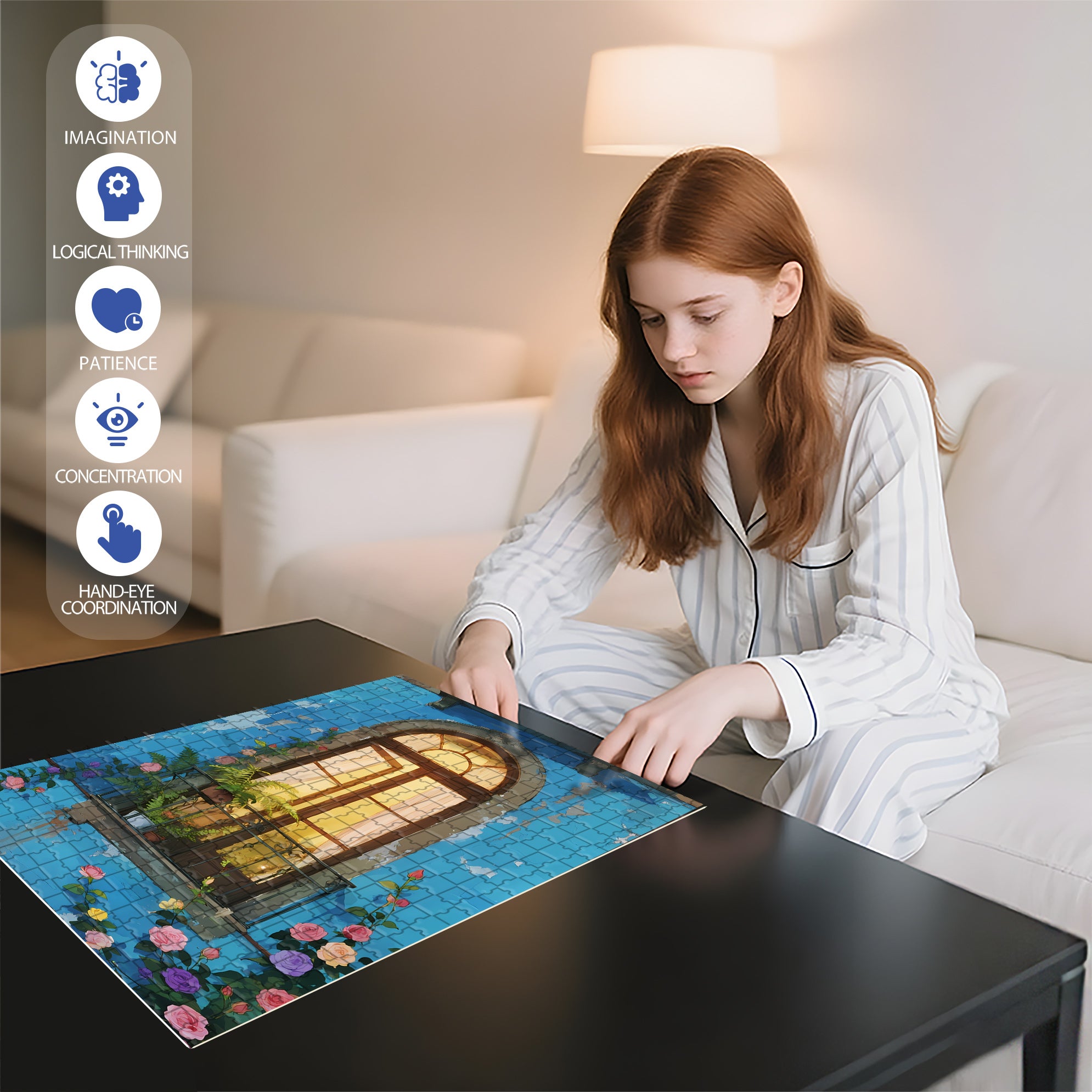Window 500pcs/1000pcs Jigsaw Puzzle, Scratch-Resistant, Interactive Family Game & Brain-Boosting DIY Decor, Perfect for Halloween, Christmas & New Year Gifts, Family Puzzle Game