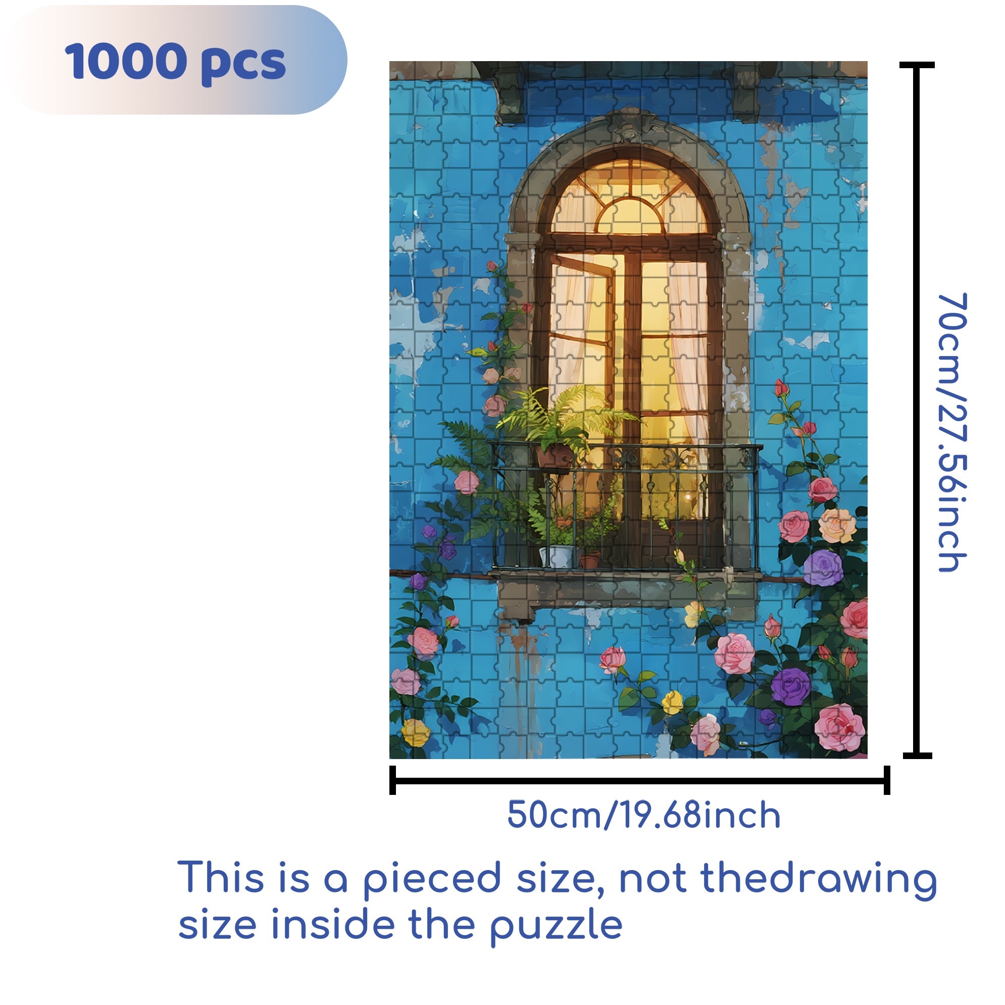 Window 500pcs/1000pcs Jigsaw Puzzle, Scratch-Resistant, Interactive Family Game & Brain-Boosting DIY Decor, Perfect for Halloween, Christmas & New Year Gifts, Family Puzzle Game