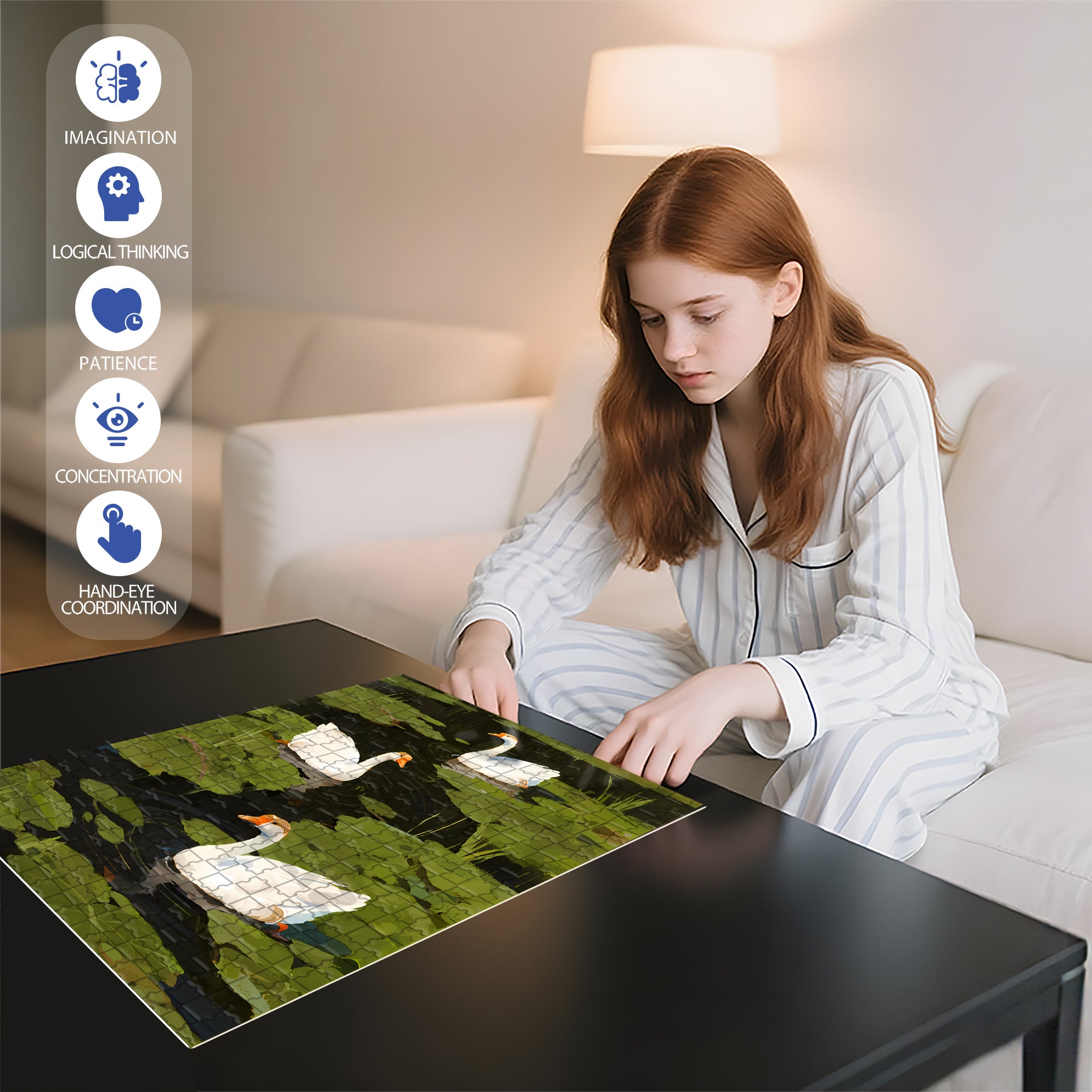Afternoon Time 500pcs/1000pcs Jigsaw Puzzle, Scratch-Resistant, Interactive Family Game & Brain-Boosting DIY Decor, Perfect for Halloween, Christmas & New Year Gifts, Family Puzzle Game