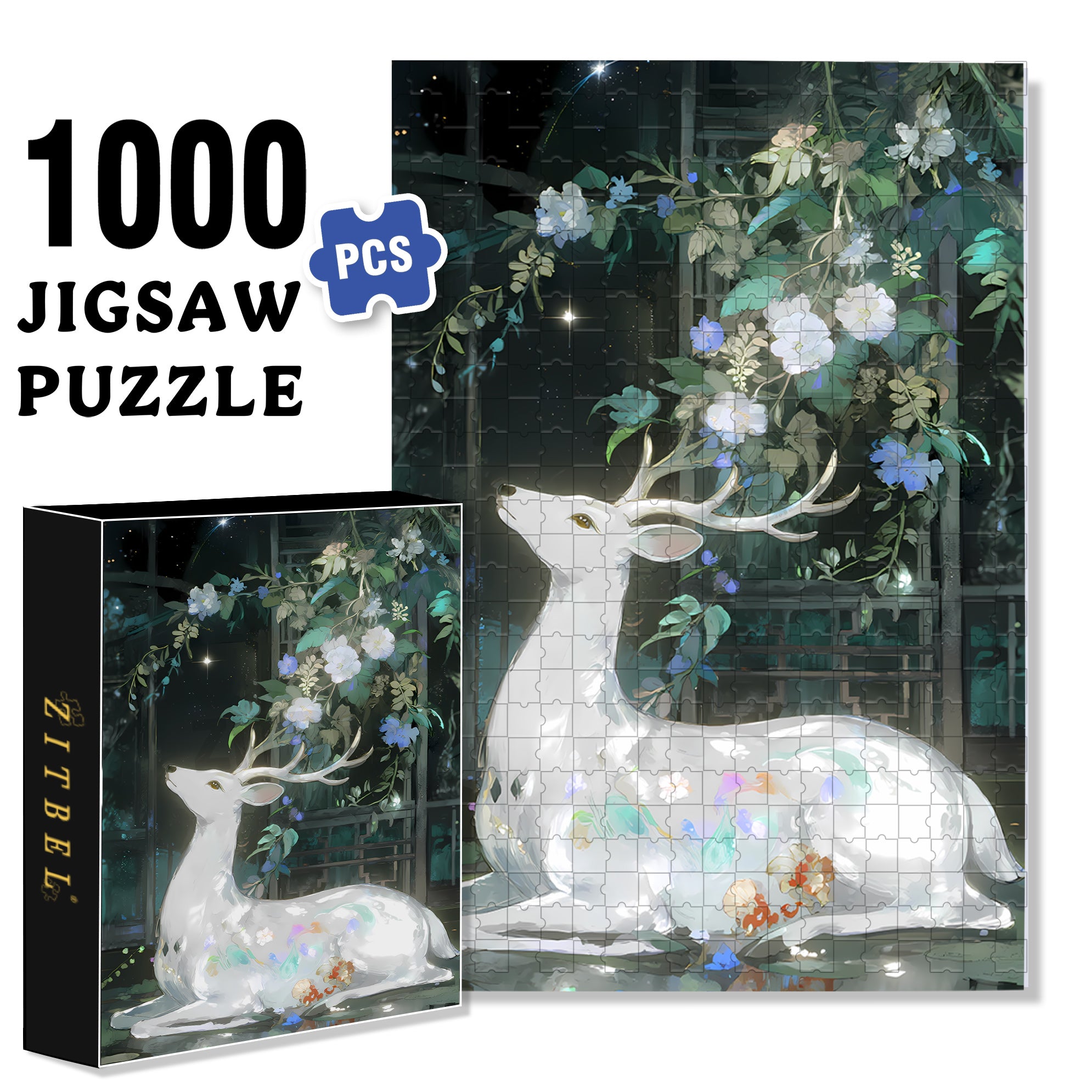 Antlers 500pcs/1000pcs Jigsaw Puzzle, Scratch-Resistant, Interactive Family Game & Brain-Boosting DIY Decor, Perfect for Halloween, Christmas & New Year Gifts, Family Puzzle Game