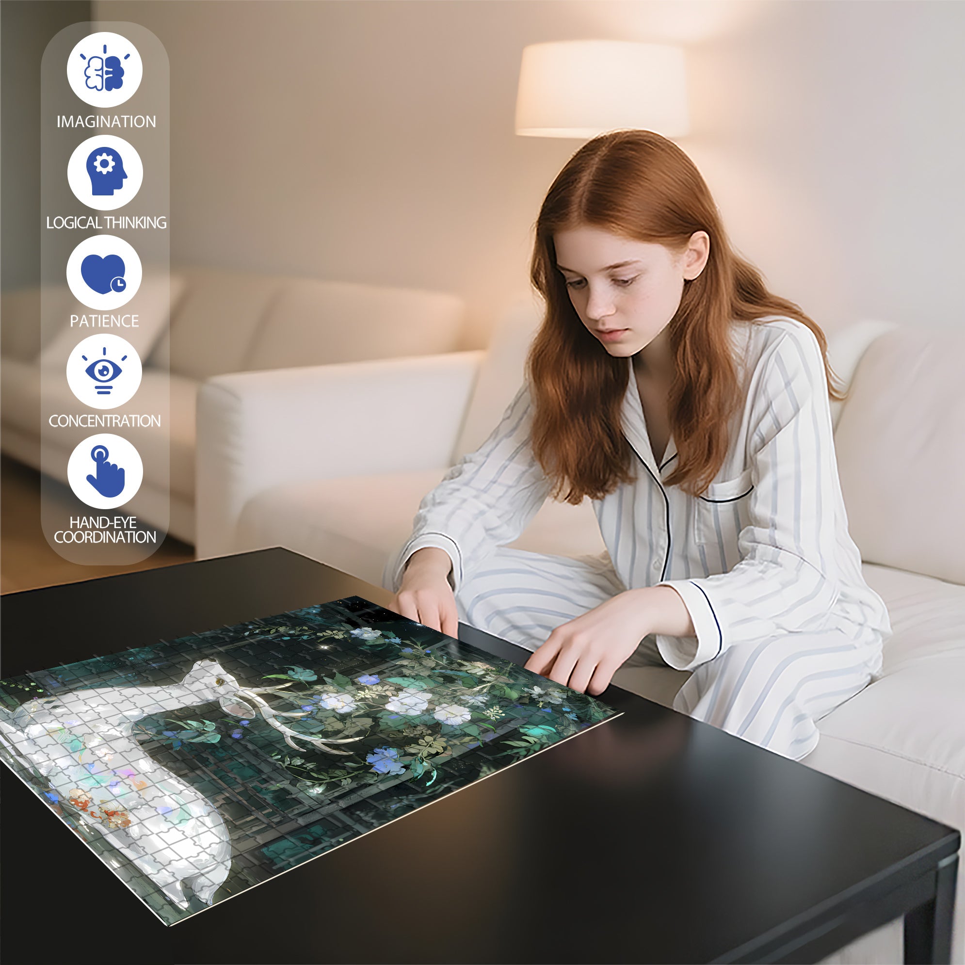 Antlers 500pcs/1000pcs Jigsaw Puzzle, Scratch-Resistant, Interactive Family Game & Brain-Boosting DIY Decor, Perfect for Halloween, Christmas & New Year Gifts, Family Puzzle Game