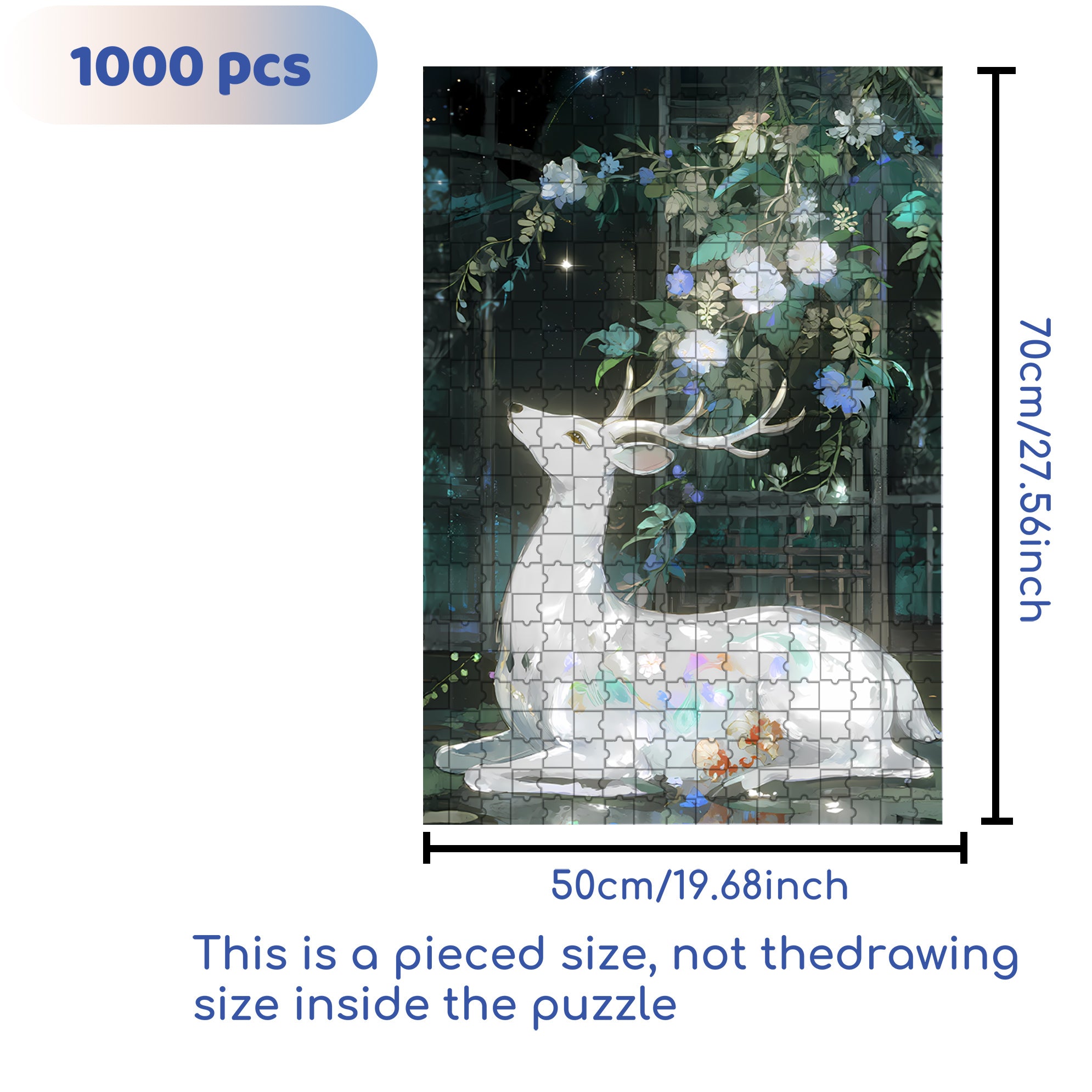 Antlers 500pcs/1000pcs Jigsaw Puzzle, Scratch-Resistant, Interactive Family Game & Brain-Boosting DIY Decor, Perfect for Halloween, Christmas & New Year Gifts, Family Puzzle Game