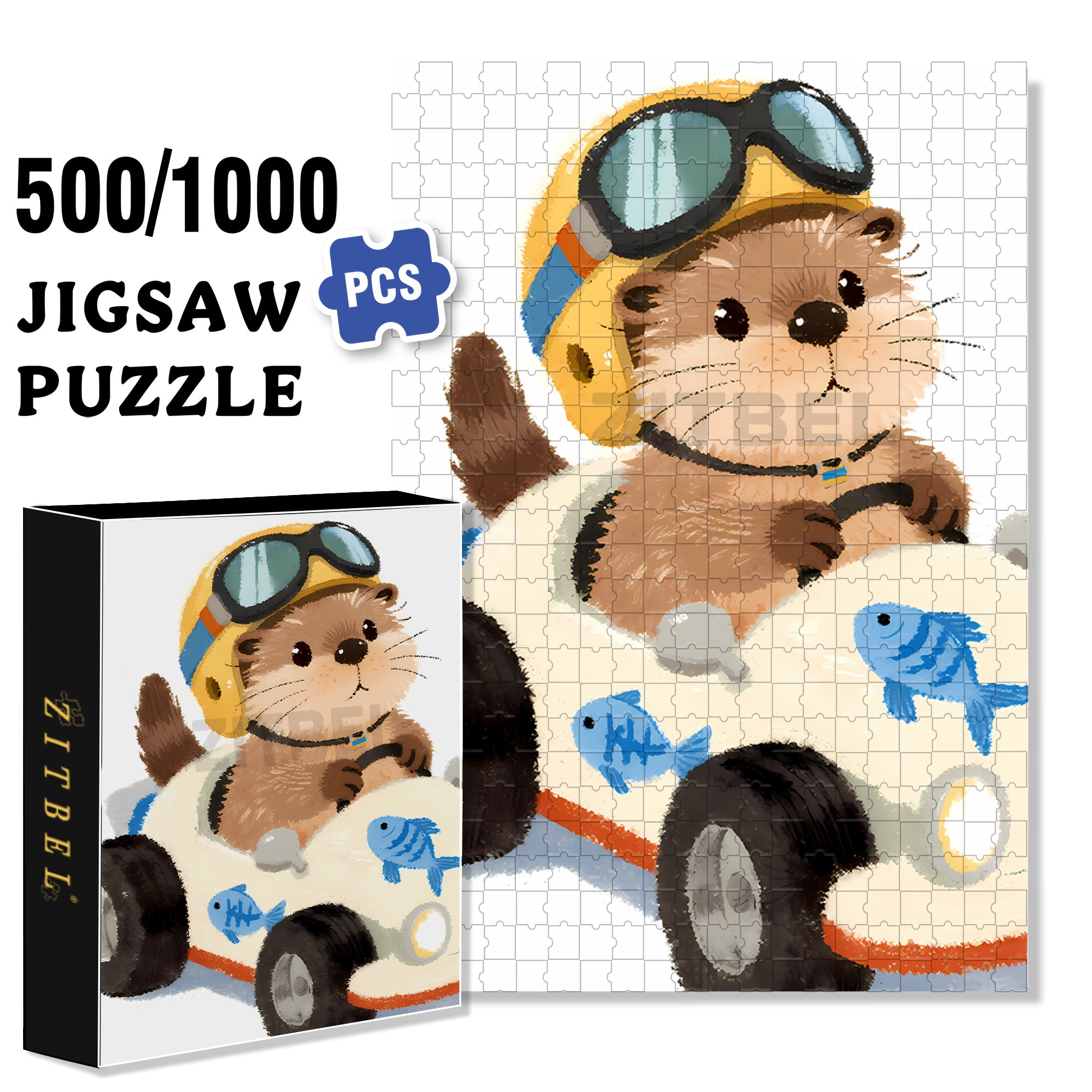 Baby Sea Otter 500pcs/1000pcs Jigsaw Puzzle, Scratch-Resistant, Interactive Family Game & Brain-Boosting DIY Decor, Perfect for Halloween, Christmas & New Year Gifts, Family Puzzle Game