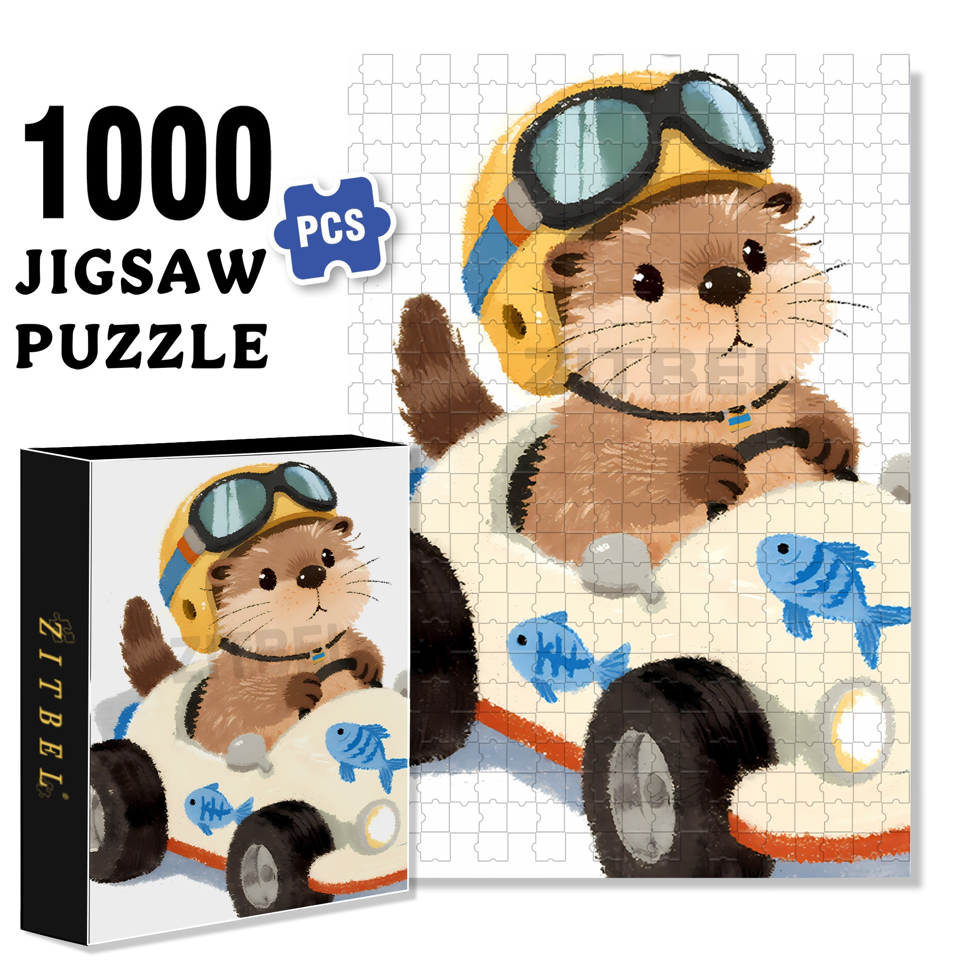 Baby Sea Otter 500pcs/1000pcs Jigsaw Puzzle, Scratch-Resistant, Interactive Family Game & Brain-Boosting DIY Decor, Perfect for Halloween, Christmas & New Year Gifts, Family Puzzle Game