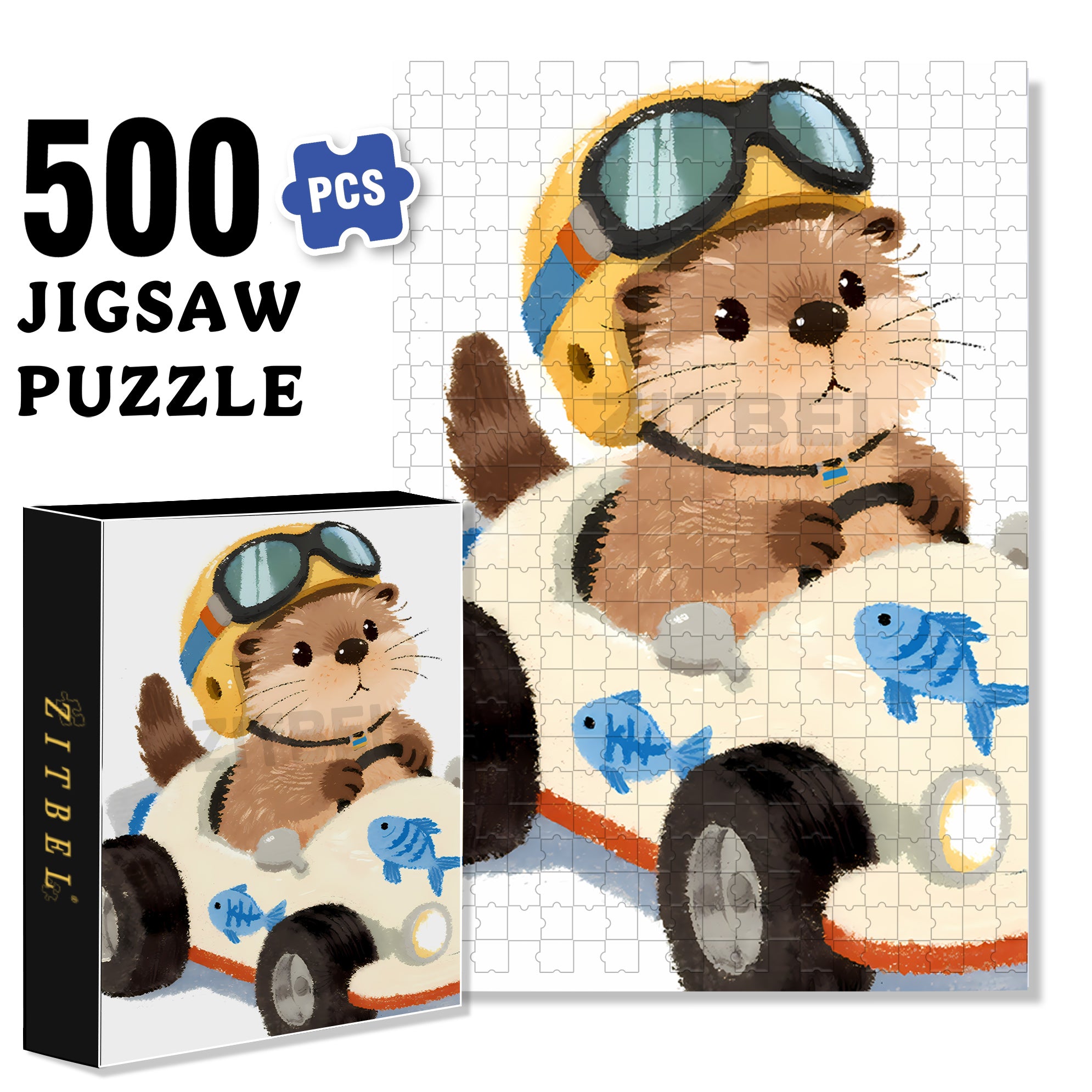Baby Sea Otter 500pcs/1000pcs Jigsaw Puzzle, Scratch-Resistant, Interactive Family Game & Brain-Boosting DIY Decor, Perfect for Halloween, Christmas & New Year Gifts, Family Puzzle Game