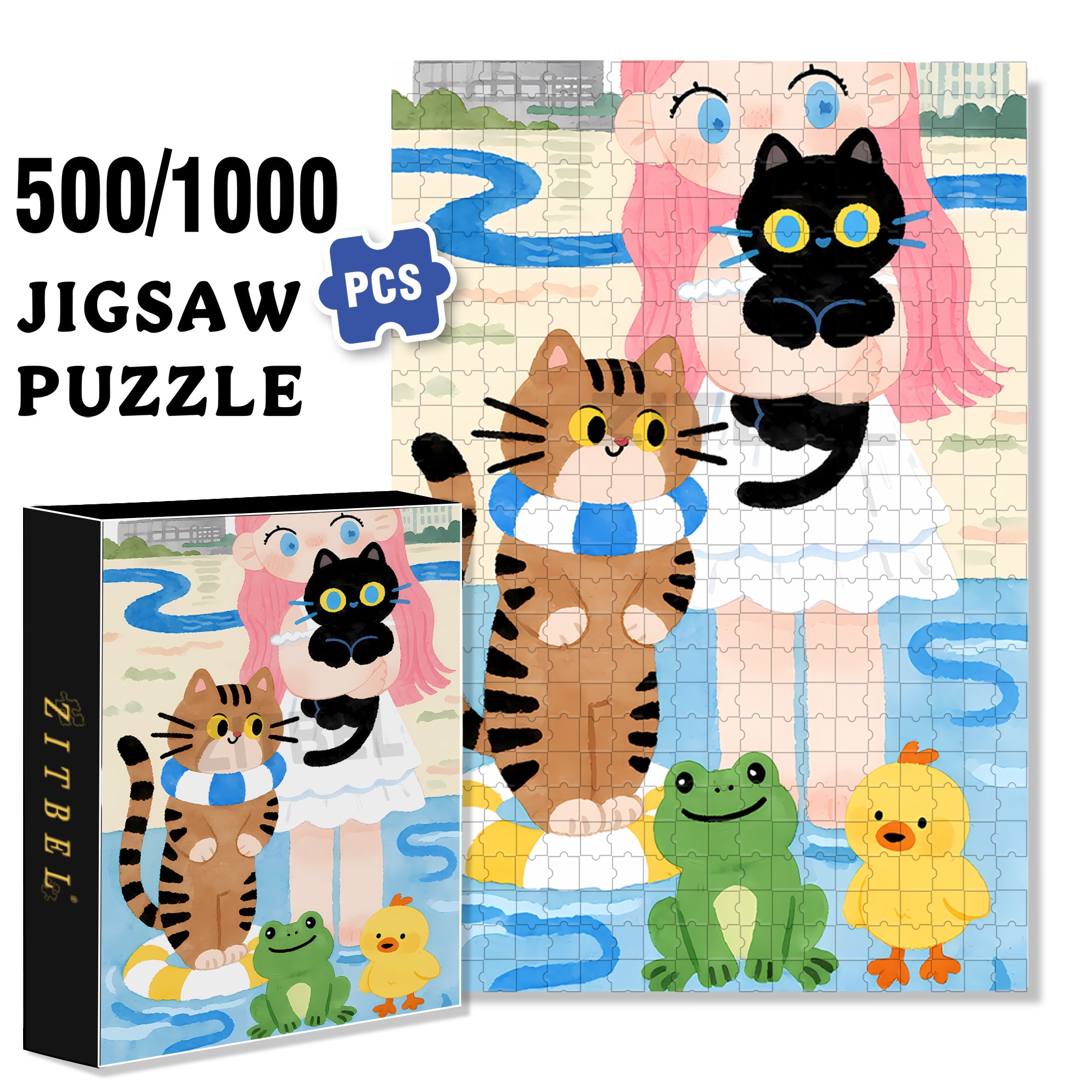 Beach Photo 500pcs/1000pcs Jigsaw Puzzle, Scratch-Resistant, Interactive Family Game & Brain-Boosting DIY Decor, Perfect for Halloween, Christmas & New Year Gifts, Family Puzzle Game