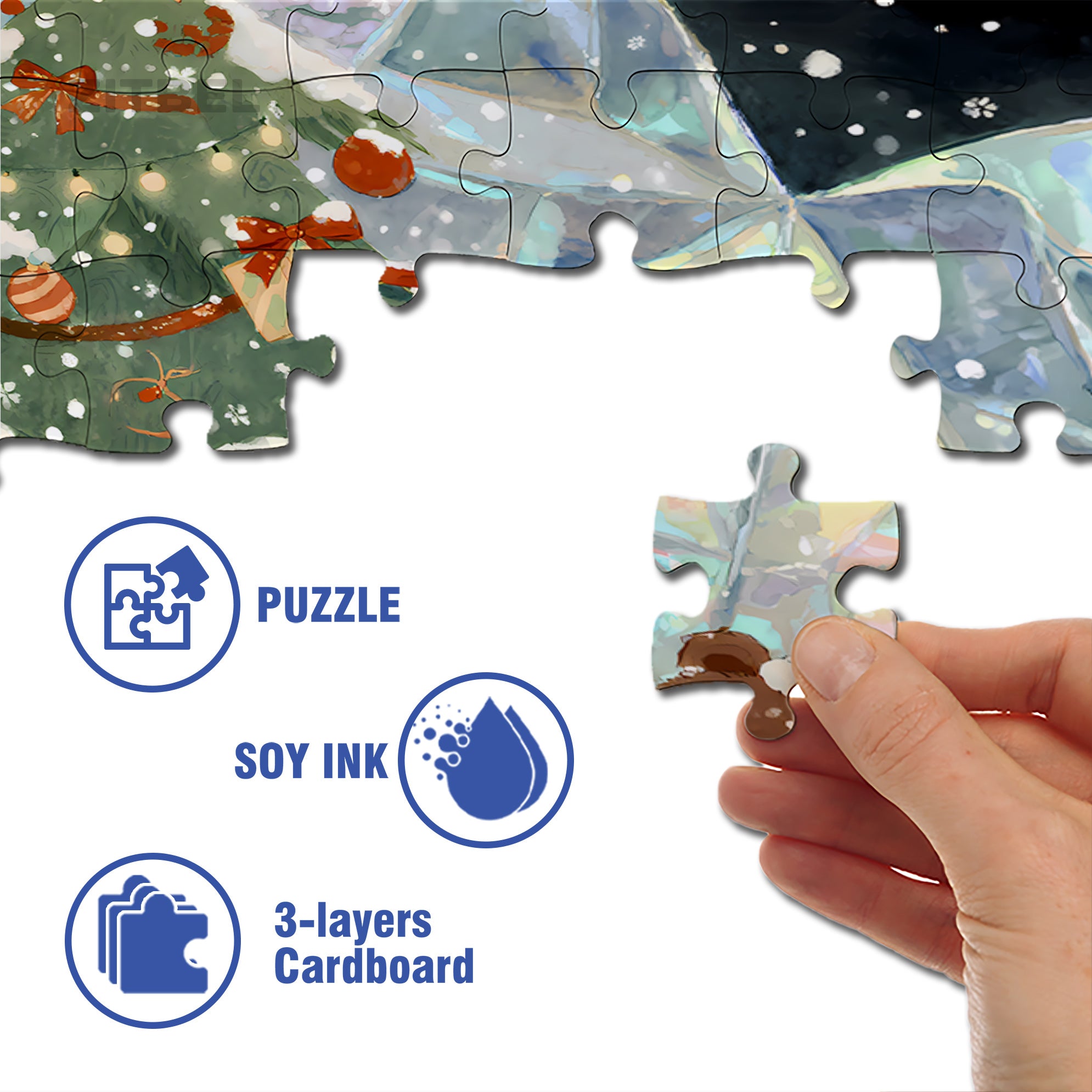 Brown Bear Christmas 500pcs/1000pcs Jigsaw Puzzle, Scratch-Resistant, Interactive Family Game & Brain-Boosting DIY Decor, Perfect for Halloween, Christmas & New Year Gifts, Family Puzzle Game