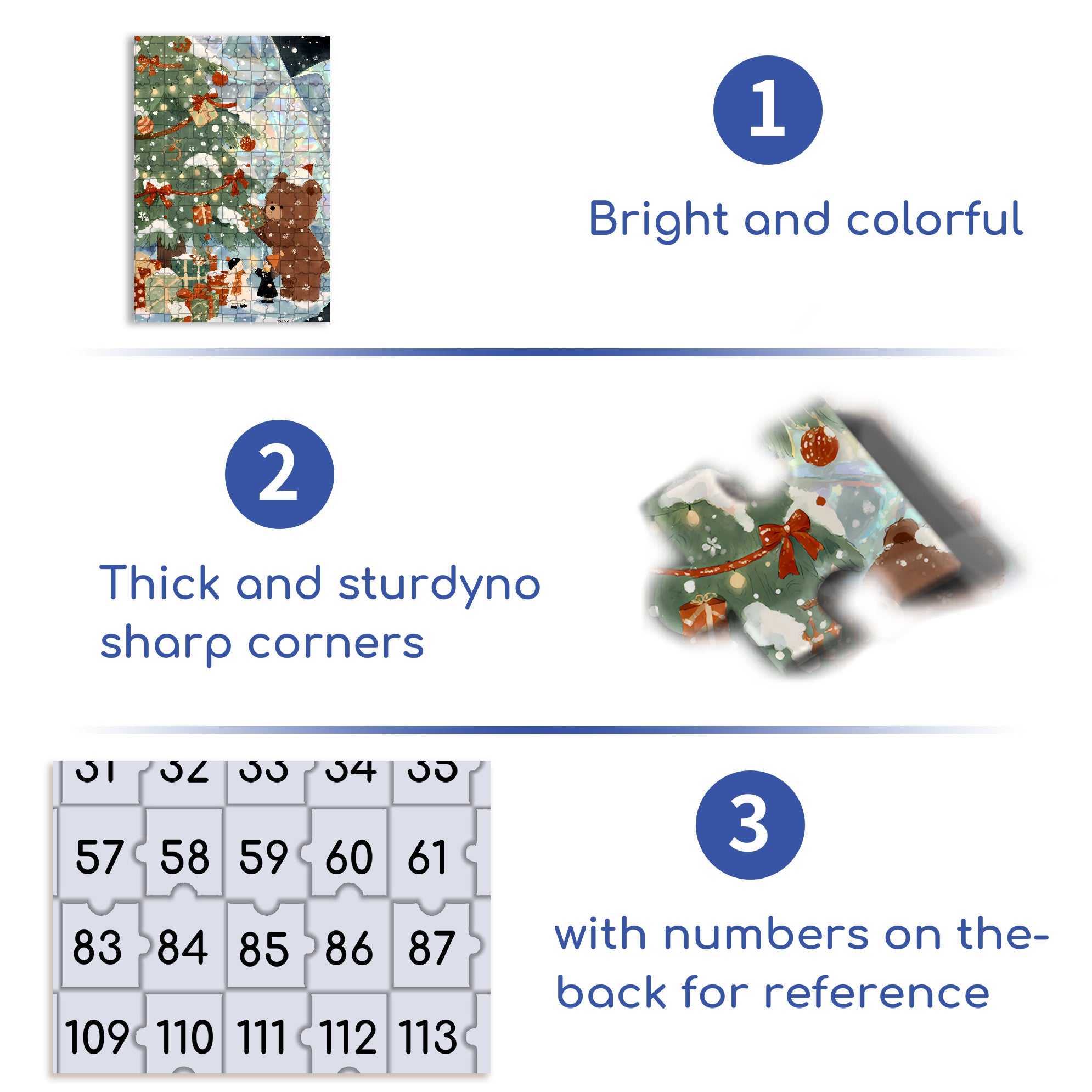 Brown Bear Christmas 500pcs/1000pcs Jigsaw Puzzle, Scratch-Resistant, Interactive Family Game & Brain-Boosting DIY Decor, Perfect for Halloween, Christmas & New Year Gifts, Family Puzzle Game