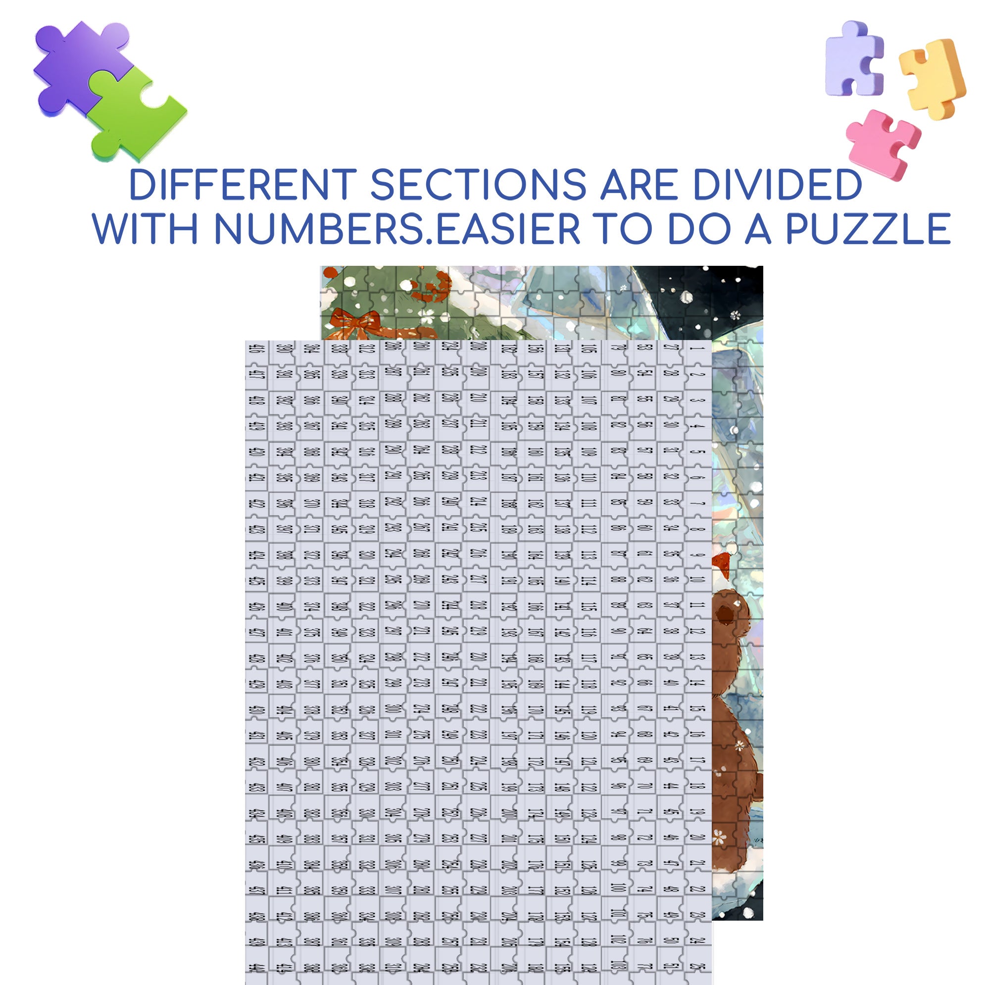 Brown Bear Christmas 500pcs/1000pcs Jigsaw Puzzle, Scratch-Resistant, Interactive Family Game & Brain-Boosting DIY Decor, Perfect for Halloween, Christmas & New Year Gifts, Family Puzzle Game