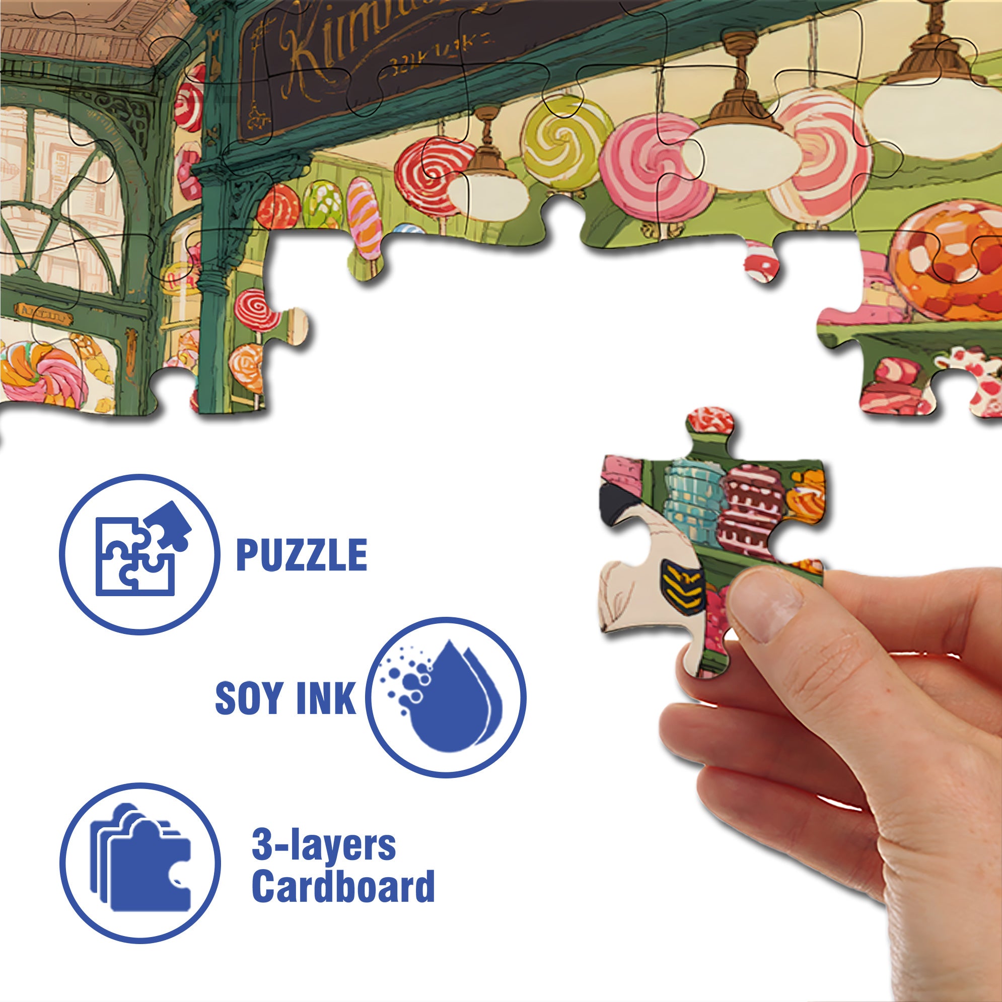 Candy Store 500pcs/1000pcs Jigsaw Puzzle, Scratch-Resistant, Interactive Family Game & Brain-Boosting DIY Decor, Perfect for Halloween, Christmas & New Year Gifts, Family Puzzle Game
