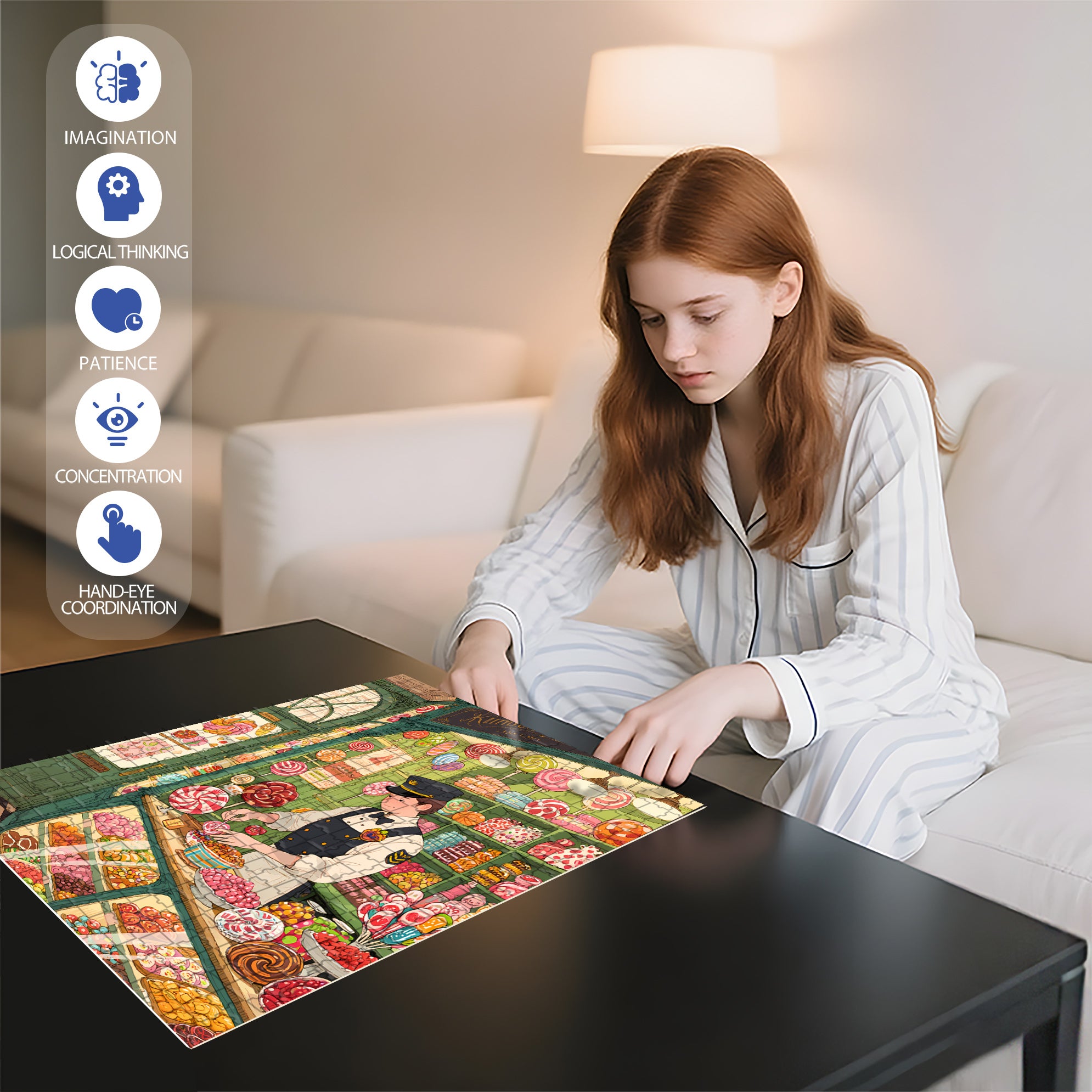 Candy Store 500pcs/1000pcs Jigsaw Puzzle, Scratch-Resistant, Interactive Family Game & Brain-Boosting DIY Decor, Perfect for Halloween, Christmas & New Year Gifts, Family Puzzle Game