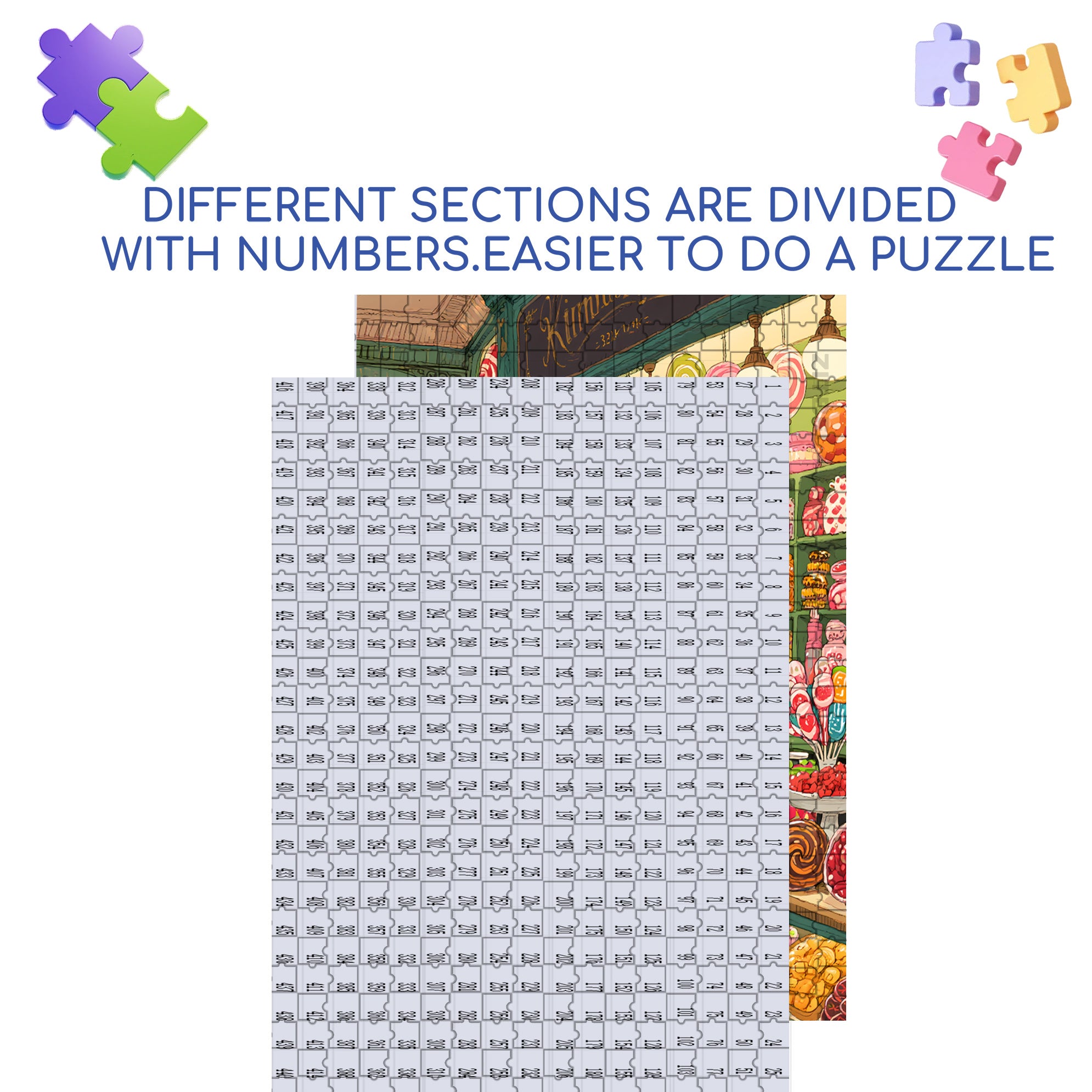 Candy Store 500pcs/1000pcs Jigsaw Puzzle, Scratch-Resistant, Interactive Family Game & Brain-Boosting DIY Decor, Perfect for Halloween, Christmas & New Year Gifts, Family Puzzle Game