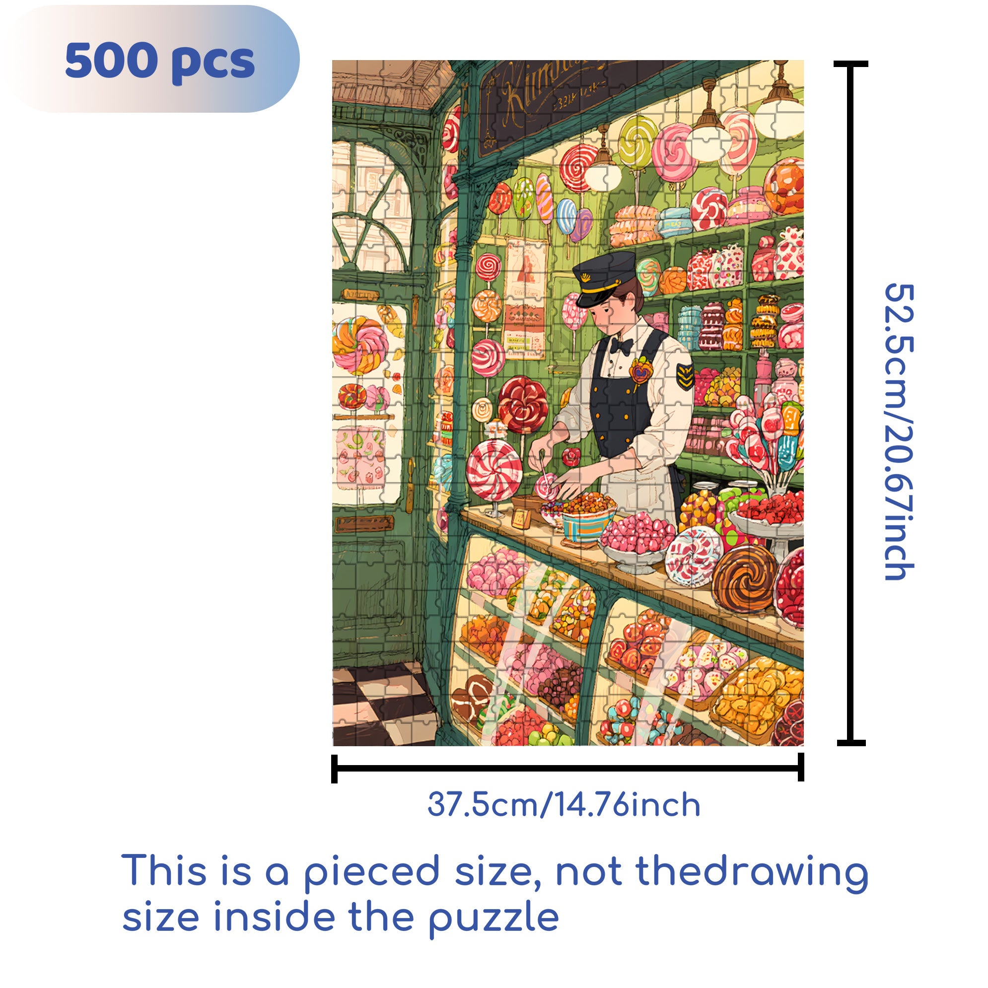 Candy Store 500pcs/1000pcs Jigsaw Puzzle, Scratch-Resistant, Interactive Family Game & Brain-Boosting DIY Decor, Perfect for Halloween, Christmas & New Year Gifts, Family Puzzle Game