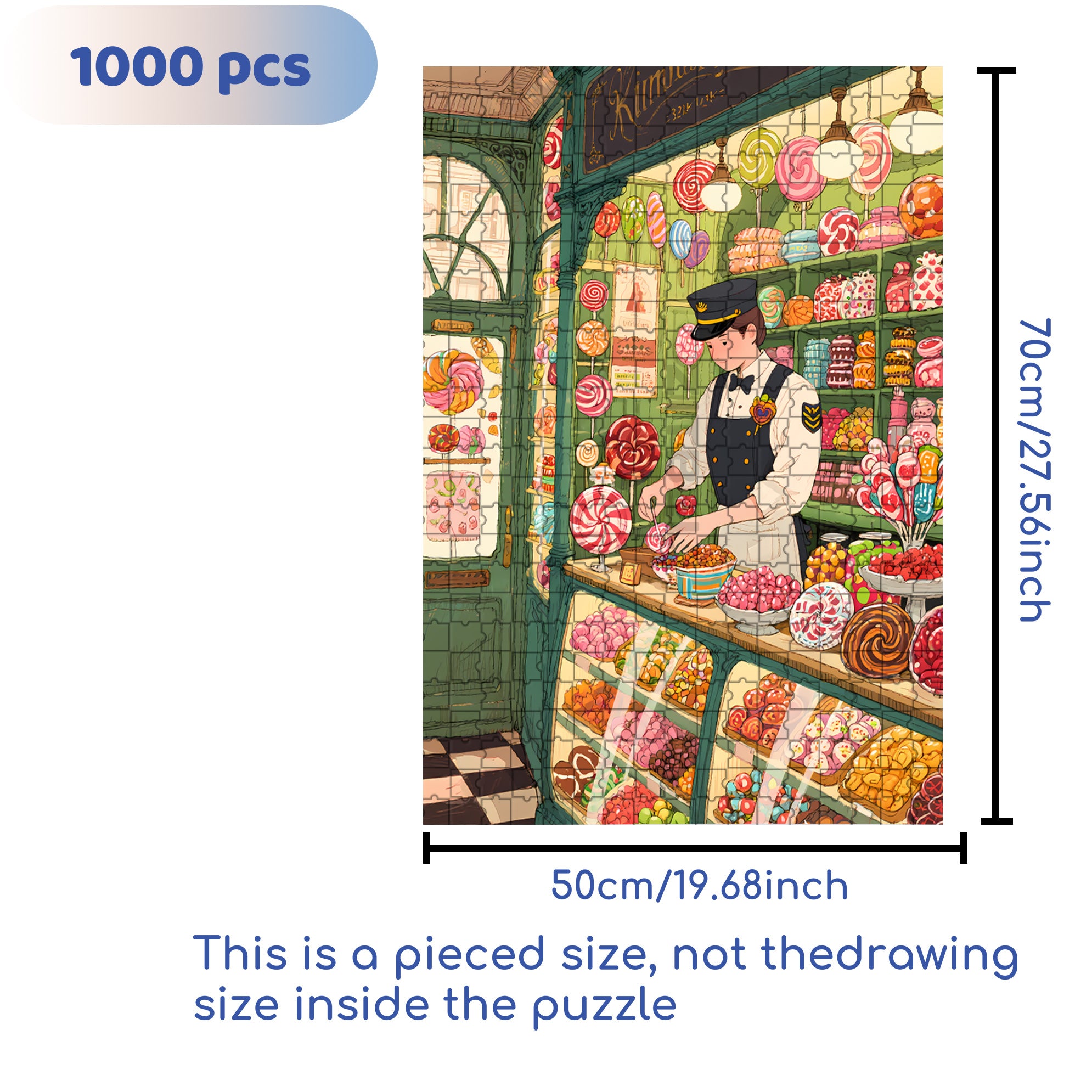 Candy Store 500pcs/1000pcs Jigsaw Puzzle, Scratch-Resistant, Interactive Family Game & Brain-Boosting DIY Decor, Perfect for Halloween, Christmas & New Year Gifts, Family Puzzle Game
