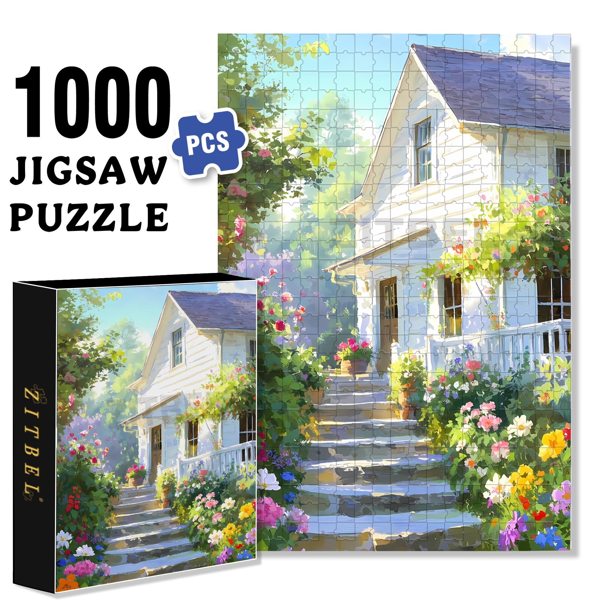 Climb Up The Stairs 500pcs/1000pcs Jigsaw Puzzle, Scratch-Resistant, Interactive Family Game & Brain-Boosting DIY Decor, Perfect for Halloween, Christmas & New Year Gifts, Family Puzzle Game