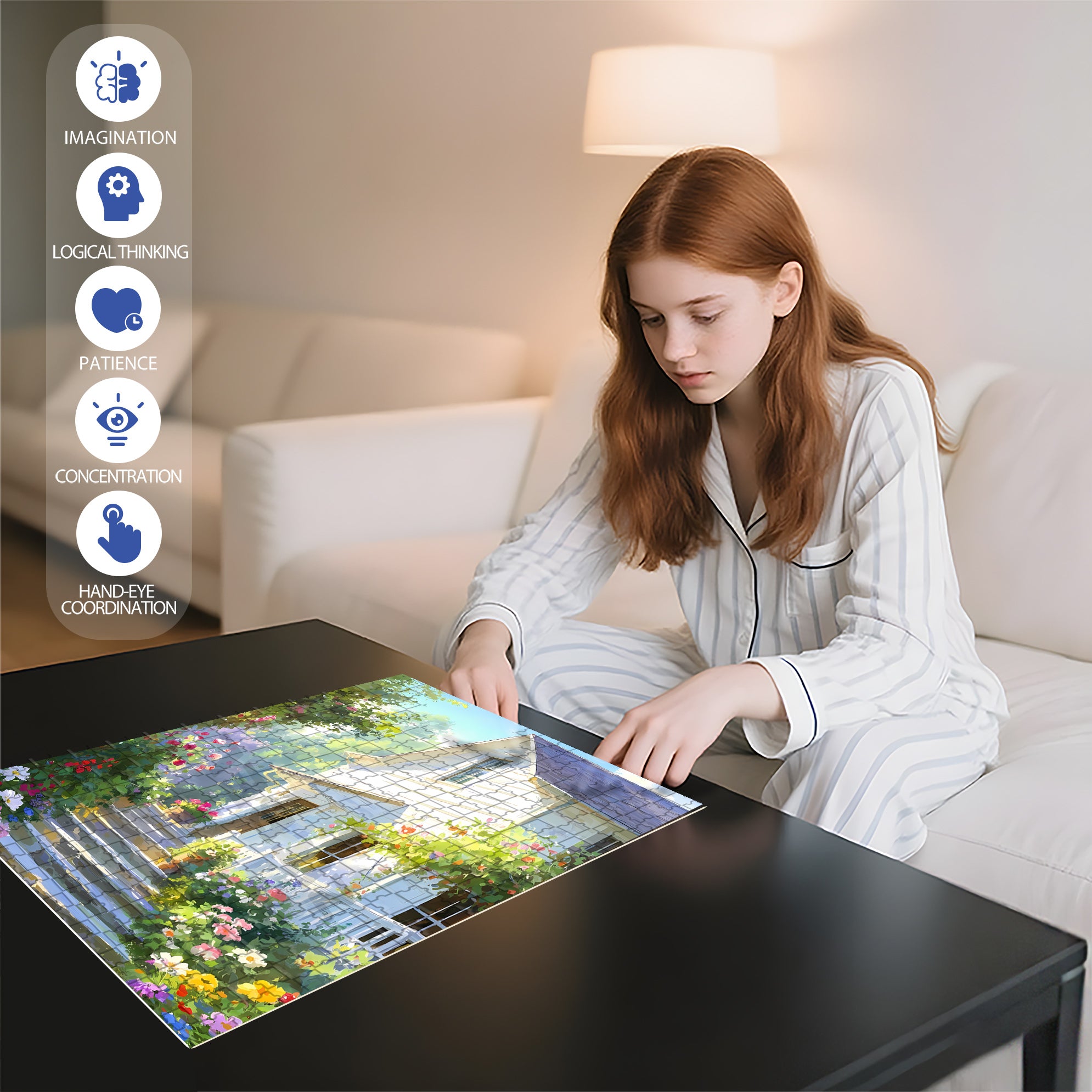 Climb Up The Stairs 500pcs/1000pcs Jigsaw Puzzle, Scratch-Resistant, Interactive Family Game & Brain-Boosting DIY Decor, Perfect for Halloween, Christmas & New Year Gifts, Family Puzzle Game