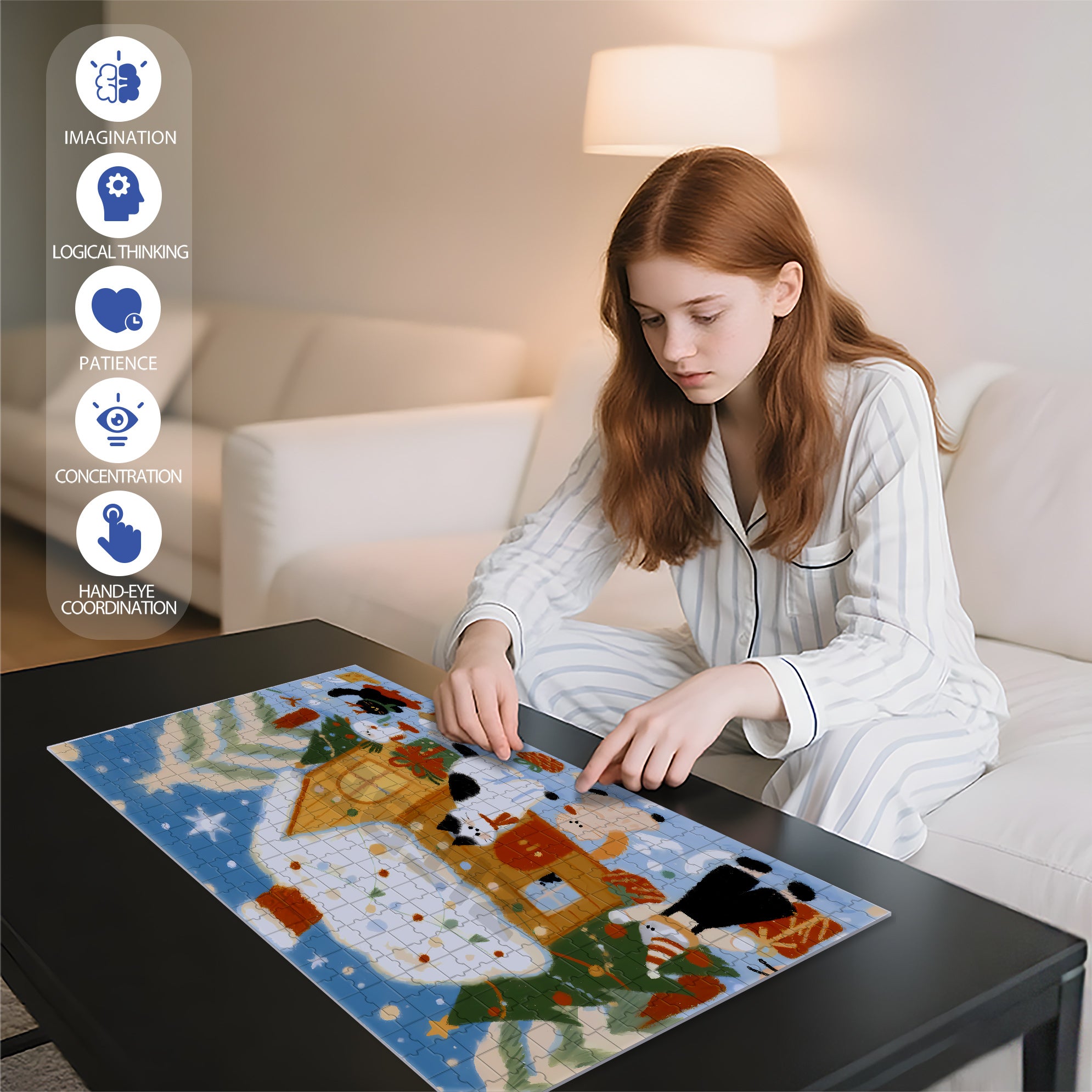 Cozy Cabin 500pcs/1000pcs Jigsaw Puzzle, Scratch-Resistant, Interactive Family Game & Brain-Boosting DIY Decor, Perfect for Halloween, Christmas & New Year Gifts, Family Puzzle Game