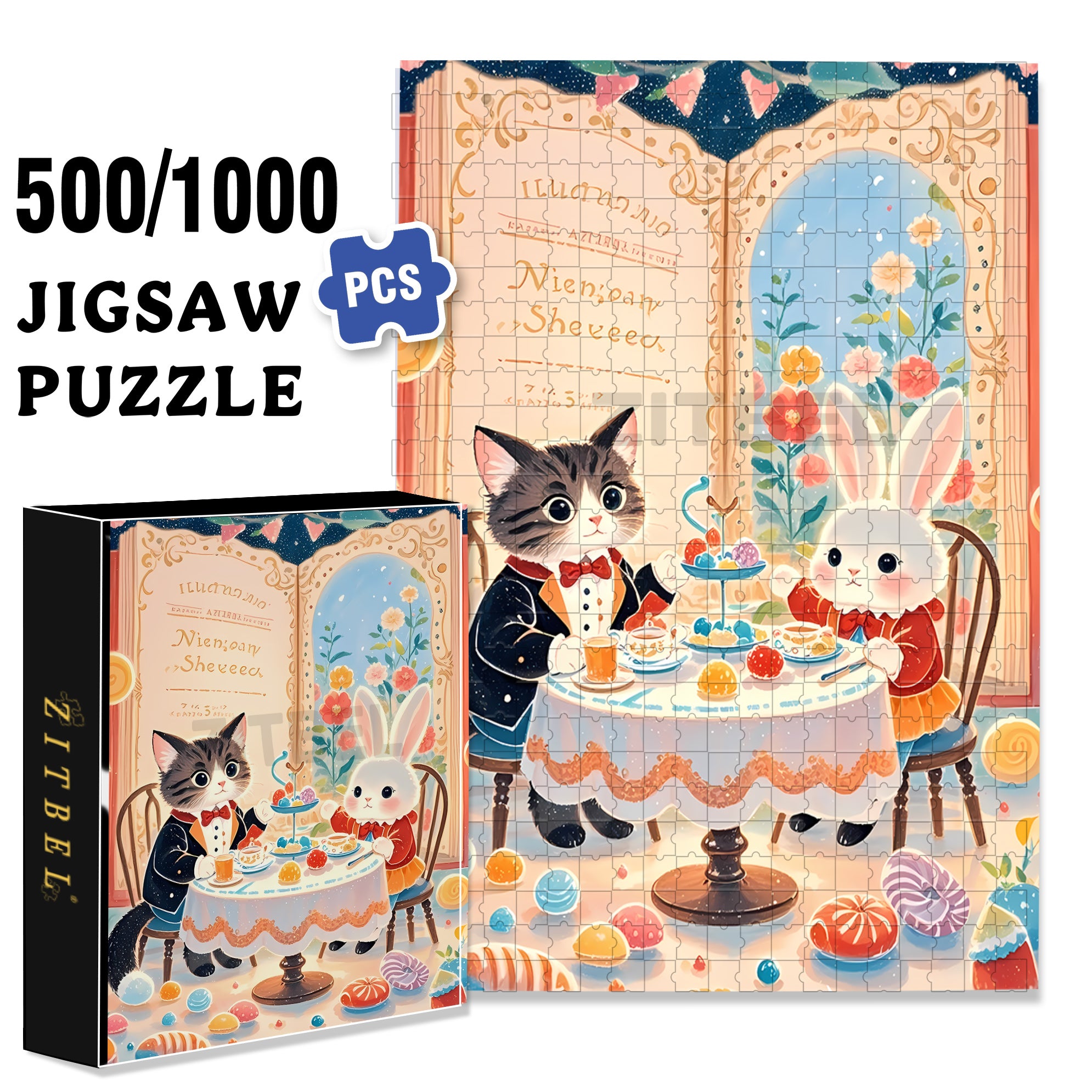 Dating 500pcs/1000pcs Jigsaw Puzzle, Scratch-Resistant, Interactive Family Game & Brain-Boosting DIY Decor, Perfect for Halloween, Christmas & New Year Gifts, Family Puzzle Game