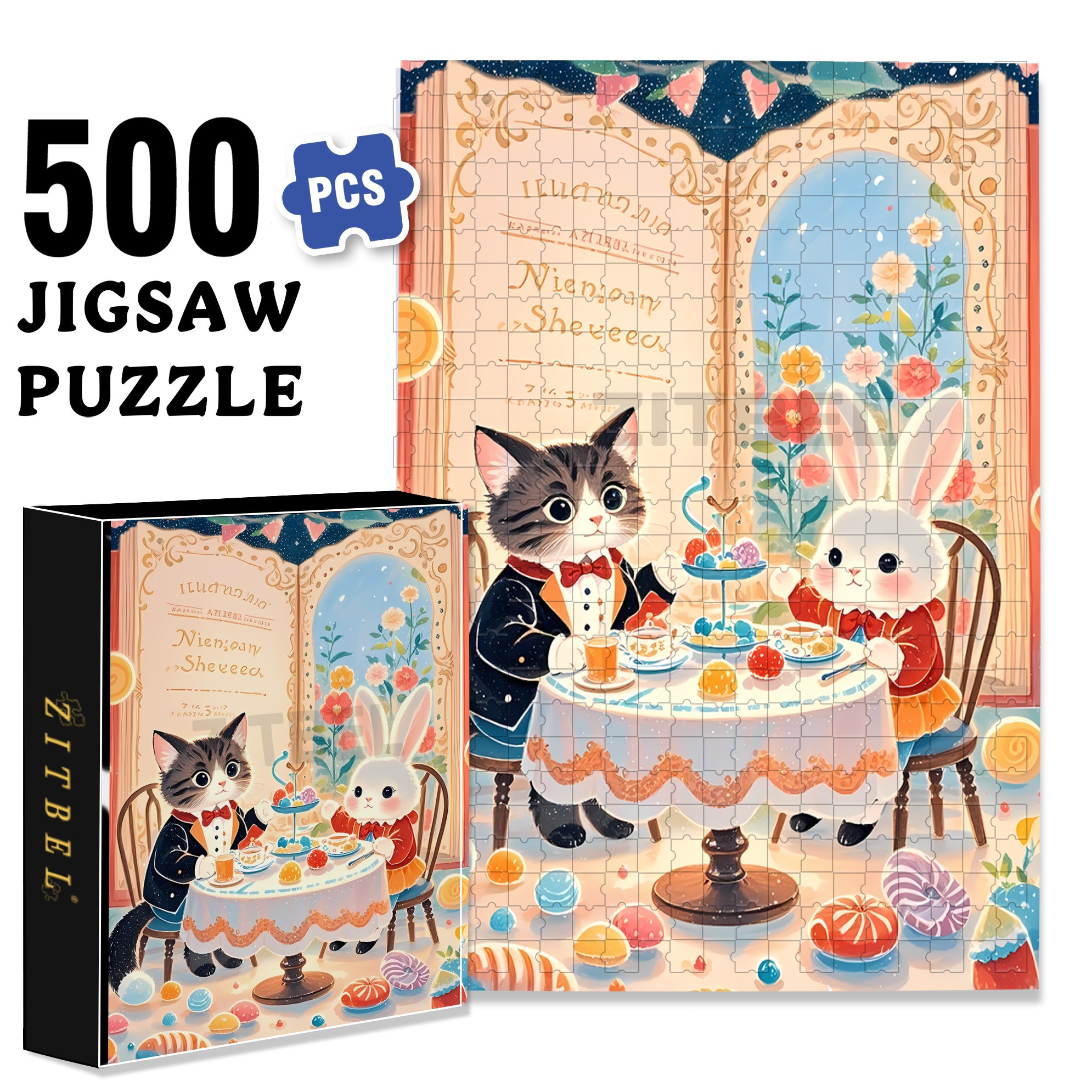 Dating 500pcs/1000pcs Jigsaw Puzzle, Scratch-Resistant, Interactive Family Game & Brain-Boosting DIY Decor, Perfect for Halloween, Christmas & New Year Gifts, Family Puzzle Game