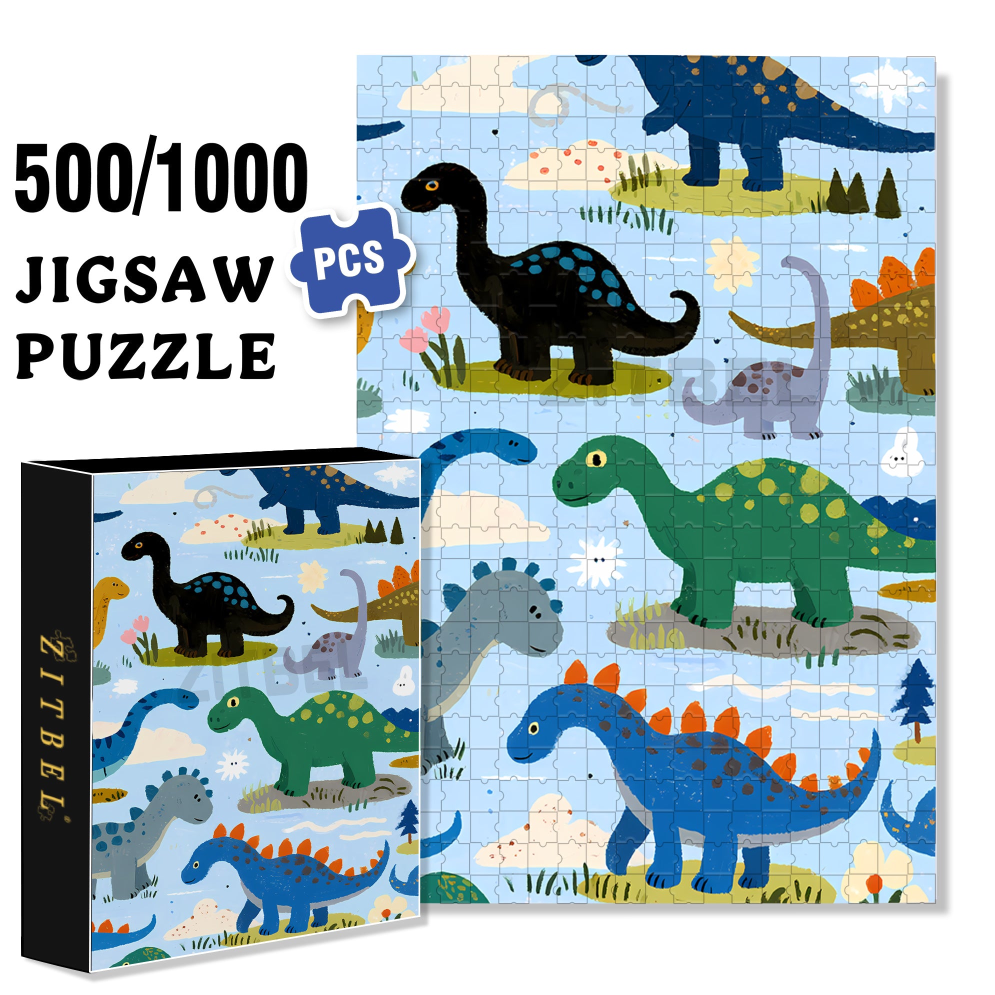 Dinosaur Island 500pcs/1000pcs Jigsaw Puzzle, Scratch-Resistant, Interactive Family Game & Brain-Boosting DIY Decor, Perfect for Halloween, Christmas & New Year Gifts, Family Puzzle Game