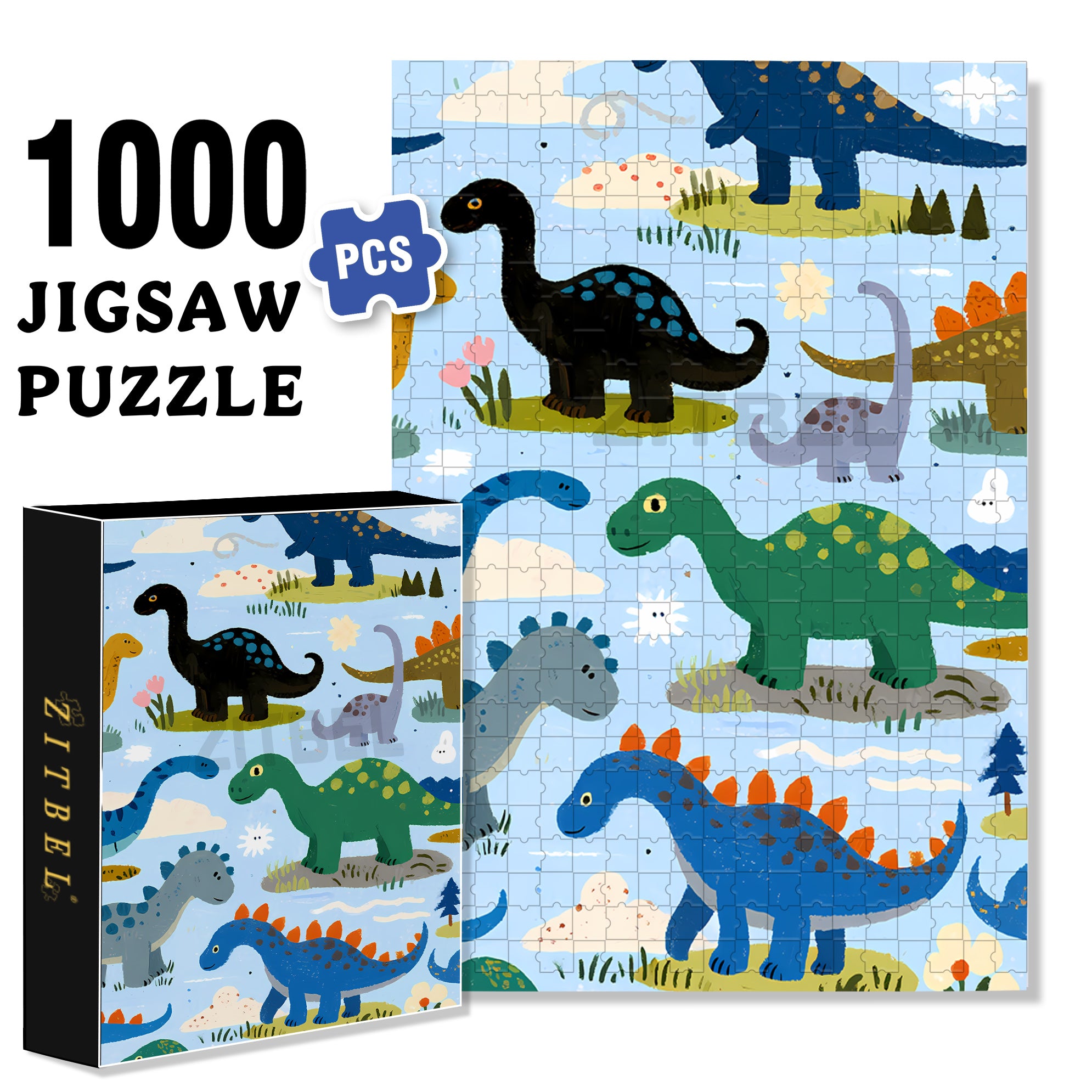 Dinosaur Island 500pcs/1000pcs Jigsaw Puzzle, Scratch-Resistant, Interactive Family Game & Brain-Boosting DIY Decor, Perfect for Halloween, Christmas & New Year Gifts, Family Puzzle Game