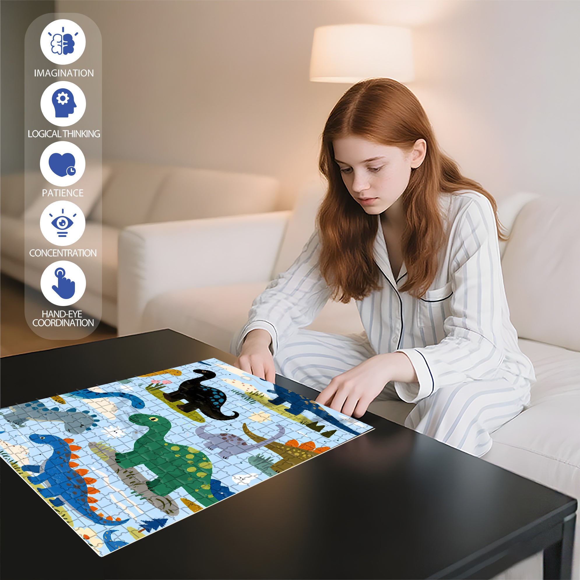 Dinosaur Island 500pcs/1000pcs Jigsaw Puzzle, Scratch-Resistant, Interactive Family Game & Brain-Boosting DIY Decor, Perfect for Halloween, Christmas & New Year Gifts, Family Puzzle Game