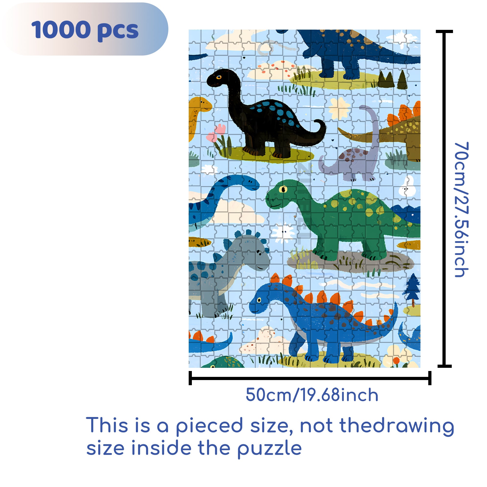 Dinosaur Island 500pcs/1000pcs Jigsaw Puzzle, Scratch-Resistant, Interactive Family Game & Brain-Boosting DIY Decor, Perfect for Halloween, Christmas & New Year Gifts, Family Puzzle Game