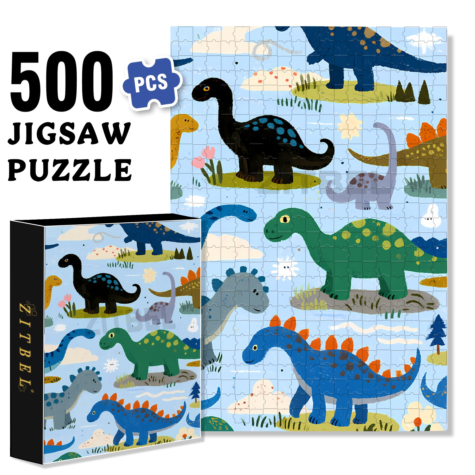 Dinosaur Island 500pcs/1000pcs Jigsaw Puzzle, Scratch-Resistant, Interactive Family Game & Brain-Boosting DIY Decor, Perfect for Halloween, Christmas & New Year Gifts, Family Puzzle Game