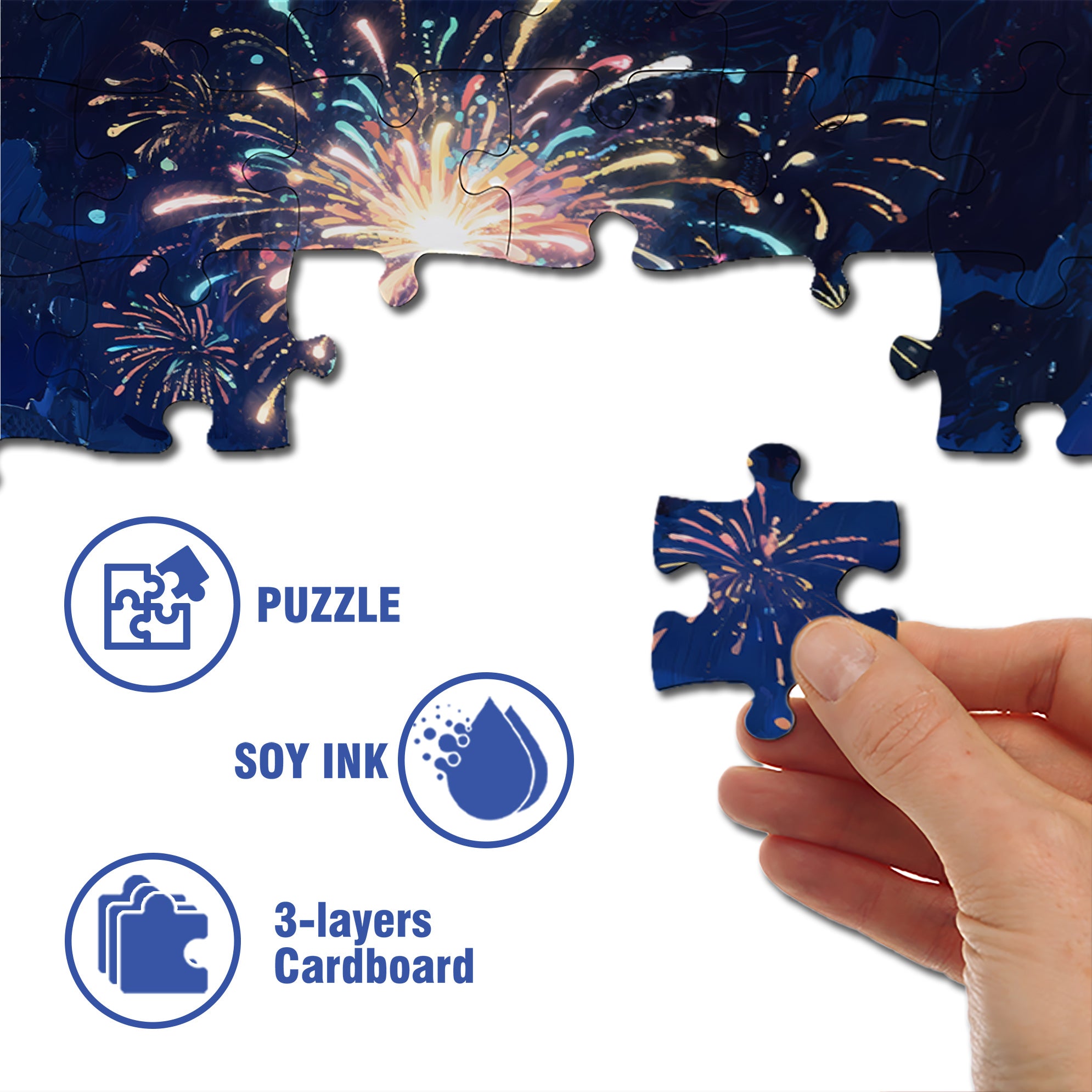 Fireworks At Sea 500pcs/1000pcs Jigsaw Puzzle, Scratch-Resistant, Interactive Family Game & Brain-Boosting DIY Decor, Perfect for Halloween, Christmas & New Year Gifts, Family Puzzle Game